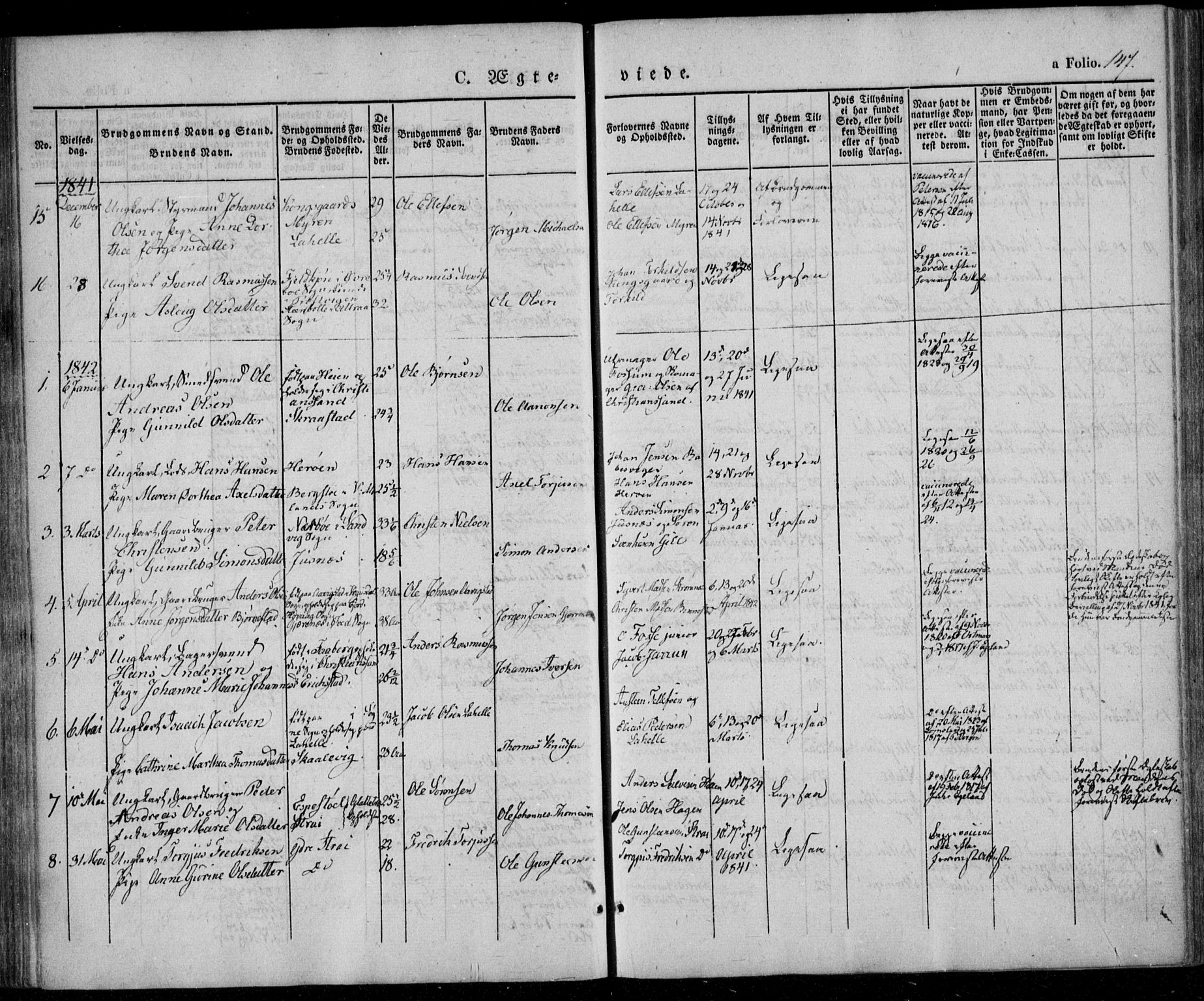 Oddernes sokneprestkontor, AV/SAK-1111-0033/F/Fa/Faa/L0006: Parish register (official) no. A 6, 1838-1851, p. 147