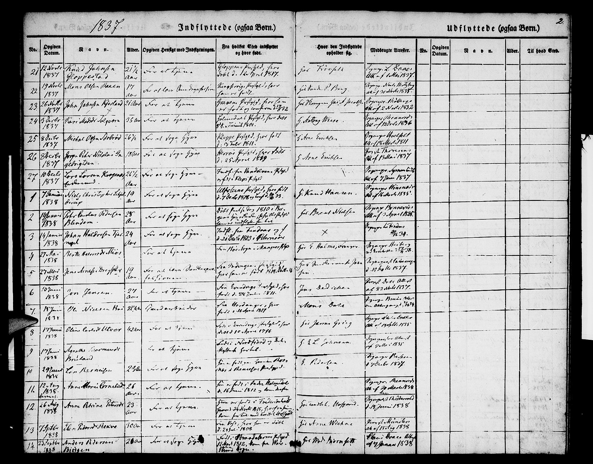 Nykirken Sokneprestembete, SAB/A-77101/H/Hab: Parish register (copy) no. F 1, 1837-1859, p. 2