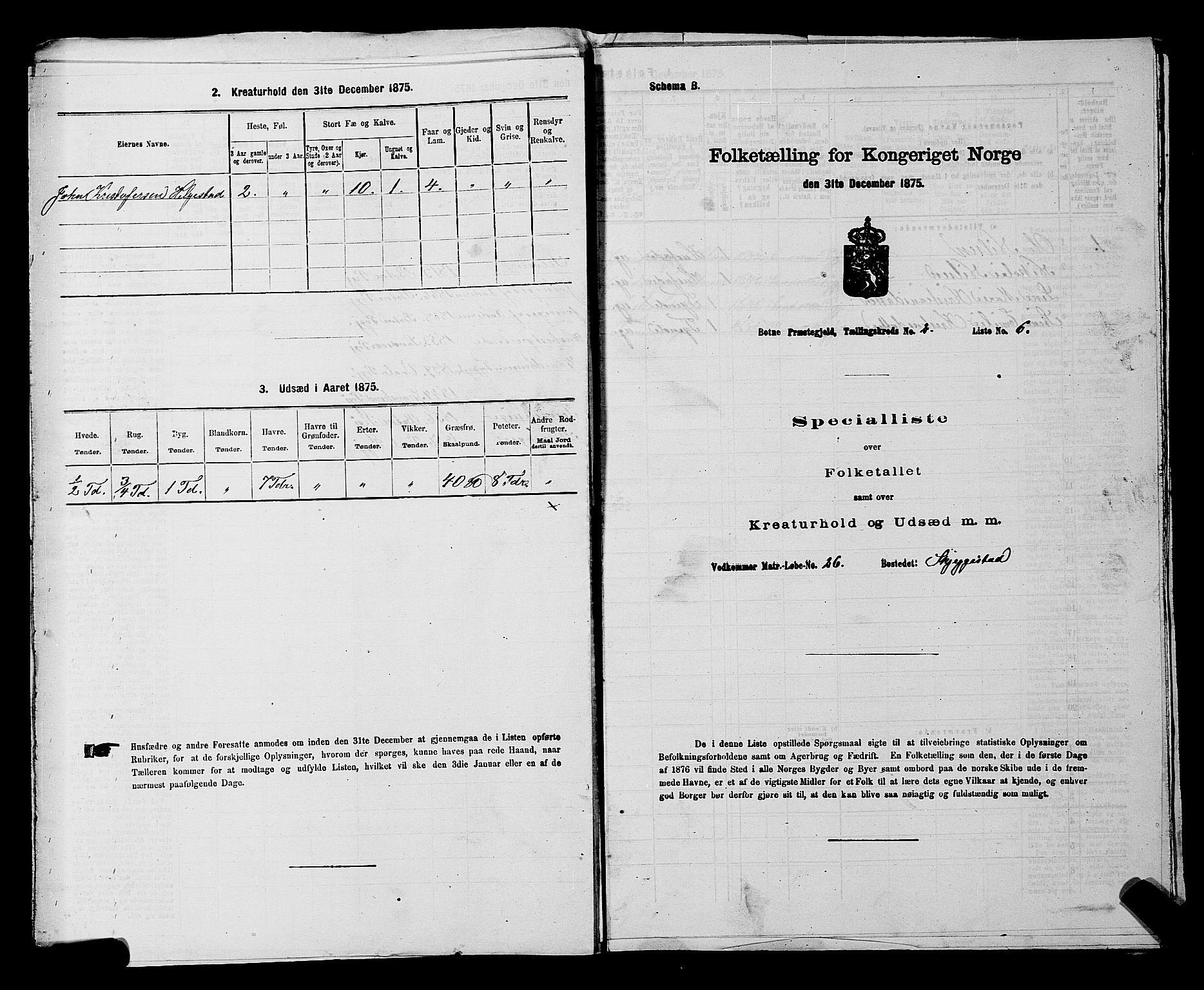 SAKO, 1875 census for 0715P Botne, 1875, p. 170