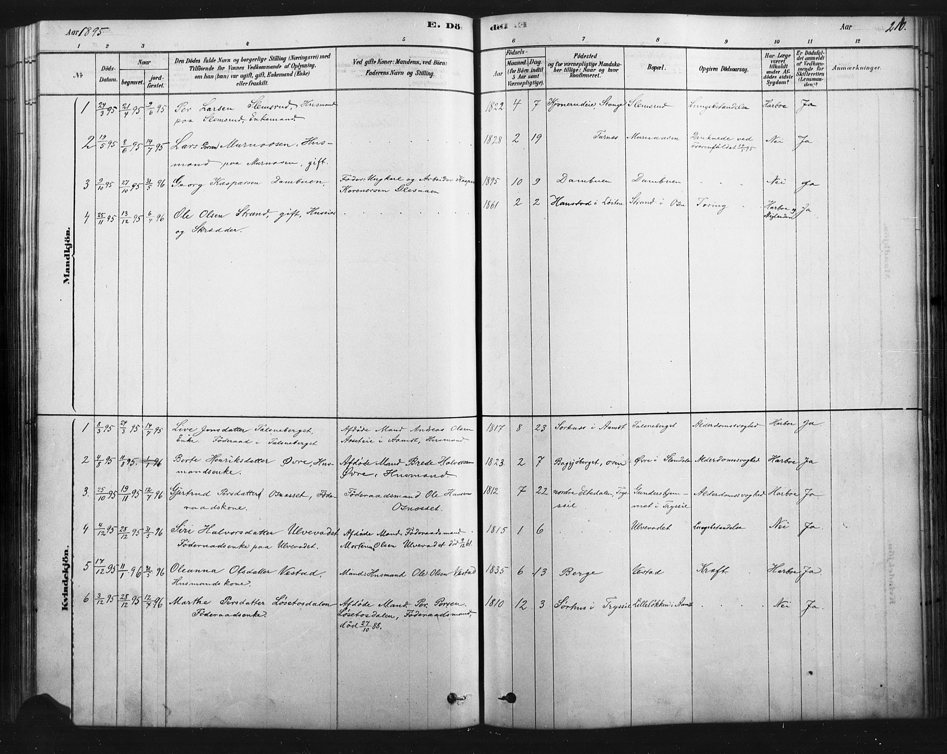 Åmot prestekontor, Hedmark, SAH/PREST-056/H/Ha/Haa/L0012: Parish register (official) no. 12, 1878-1901, p. 210