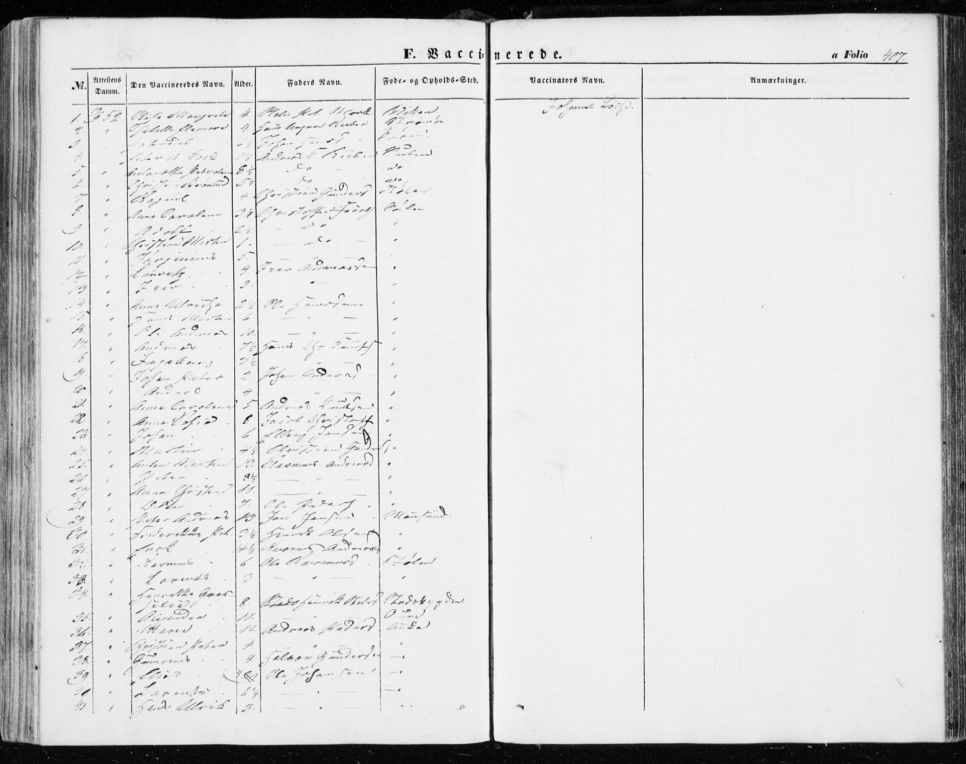 Ministerialprotokoller, klokkerbøker og fødselsregistre - Sør-Trøndelag, AV/SAT-A-1456/634/L0530: Parish register (official) no. 634A06, 1852-1860, p. 407