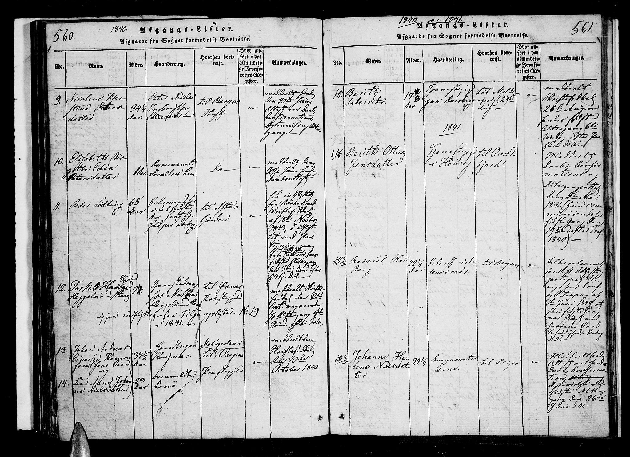 Ministerialprotokoller, klokkerbøker og fødselsregistre - Nordland, AV/SAT-A-1459/897/L1395: Parish register (official) no. 897A03, 1820-1841, p. 560-561