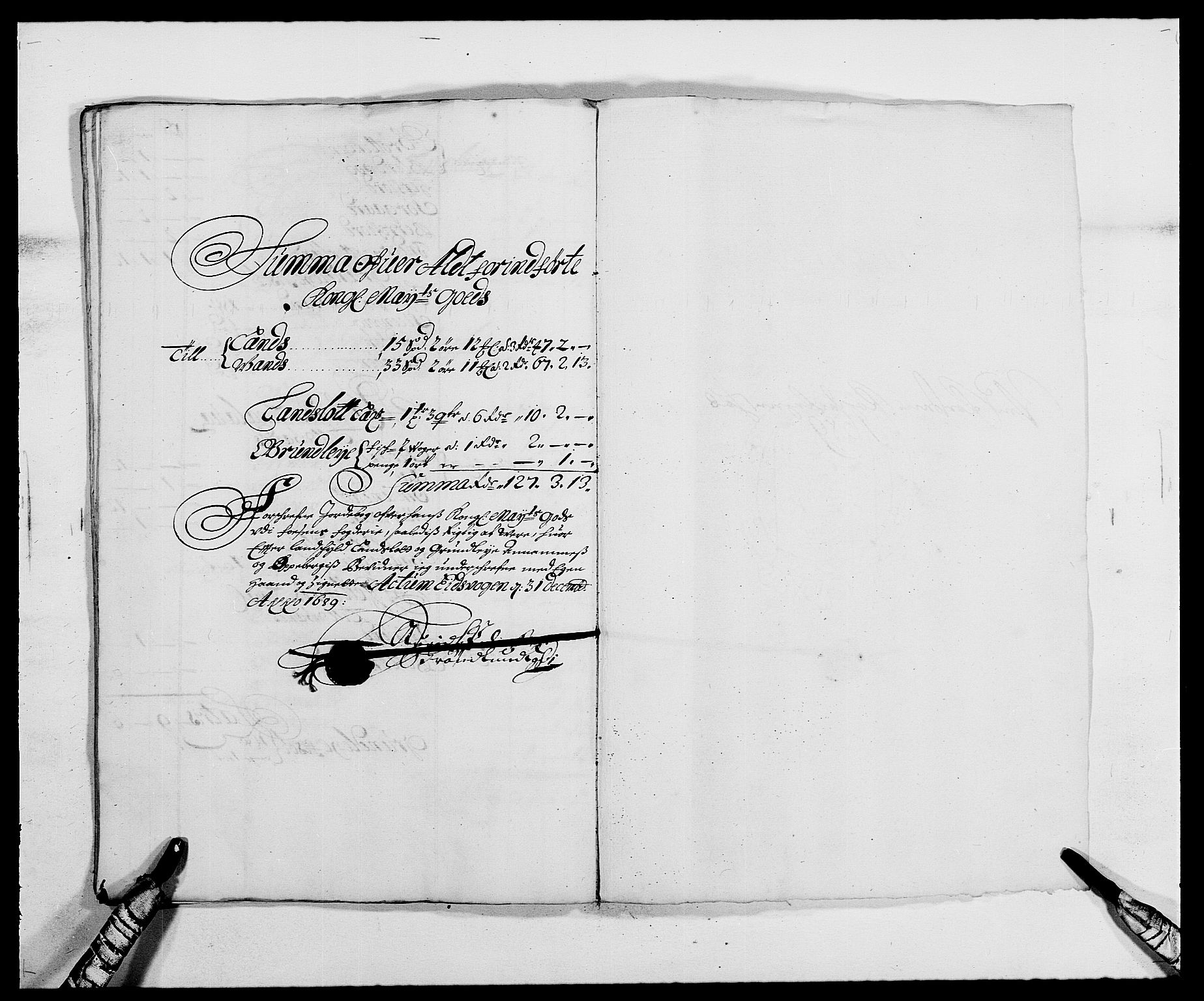 Rentekammeret inntil 1814, Reviderte regnskaper, Fogderegnskap, RA/EA-4092/R57/L3847: Fogderegnskap Fosen, 1689, p. 98