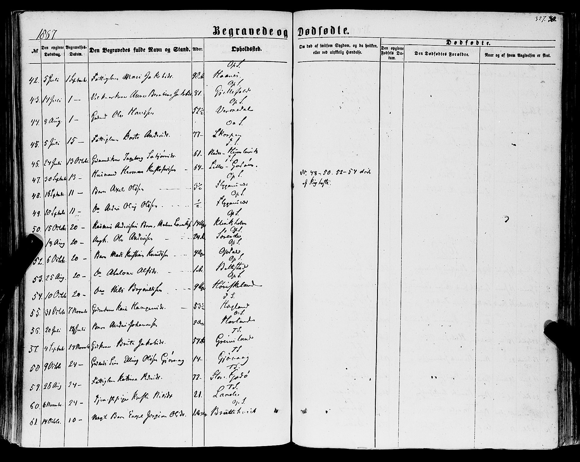 Tysnes sokneprestembete, AV/SAB-A-78601/H/Haa: Parish register (official) no. A 11, 1860-1871, p. 327