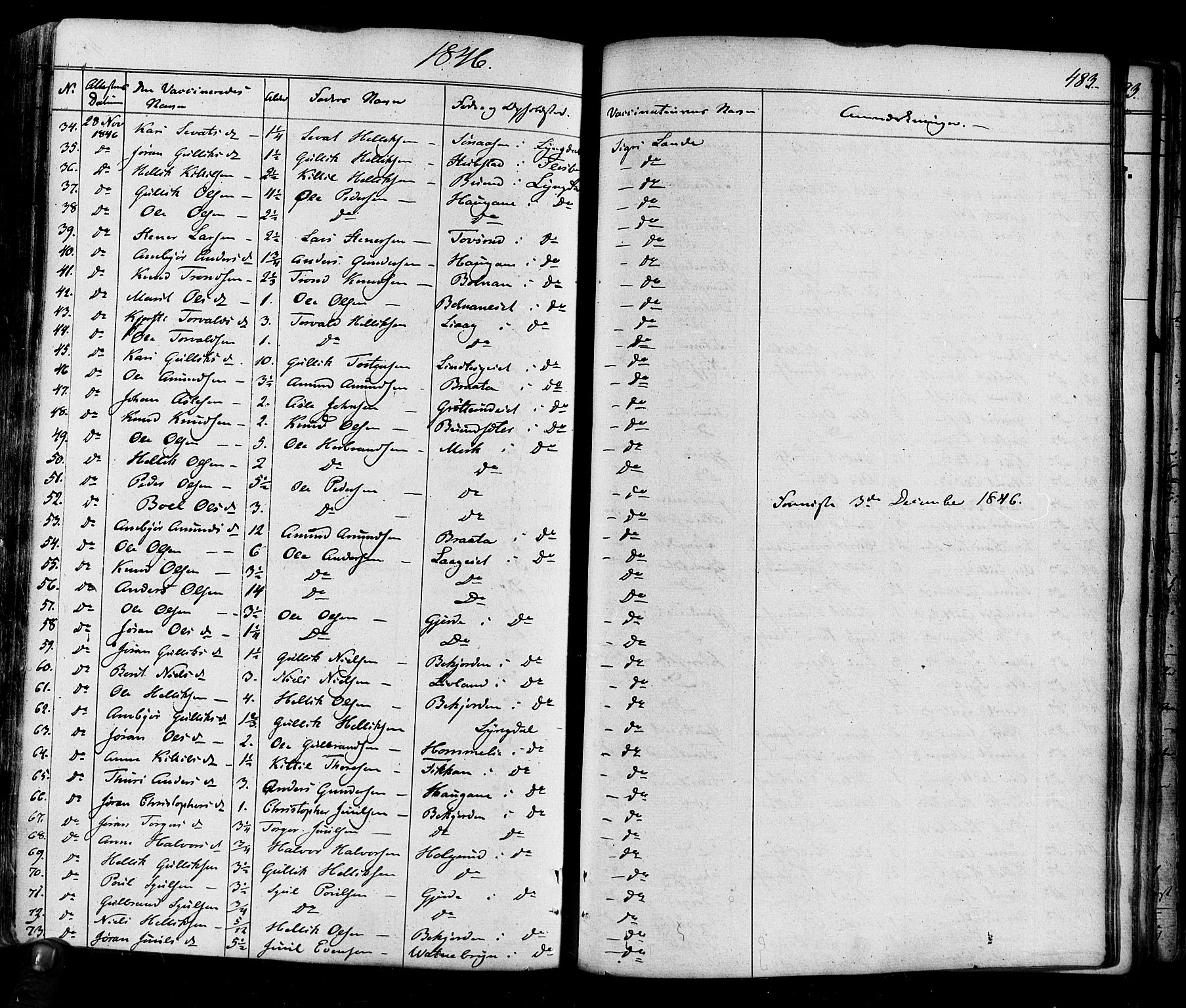 Flesberg kirkebøker, SAKO/A-18/F/Fa/L0006: Parish register (official) no. I 6, 1834-1860, p. 483