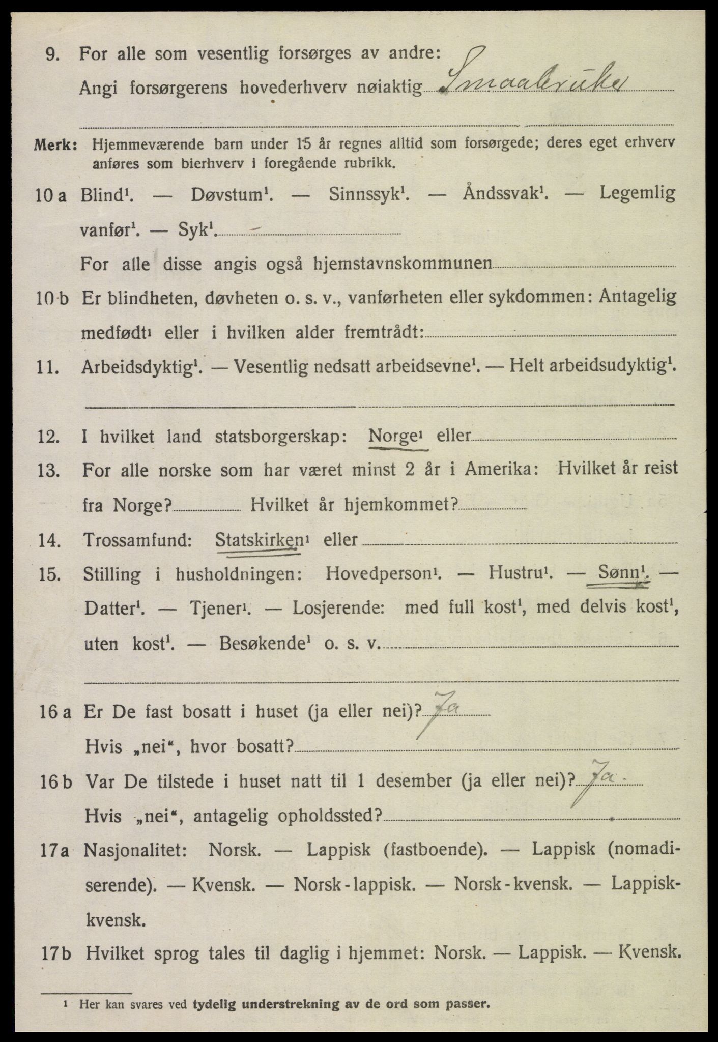 SAT, 1920 census for Beitstad, 1920, p. 4116