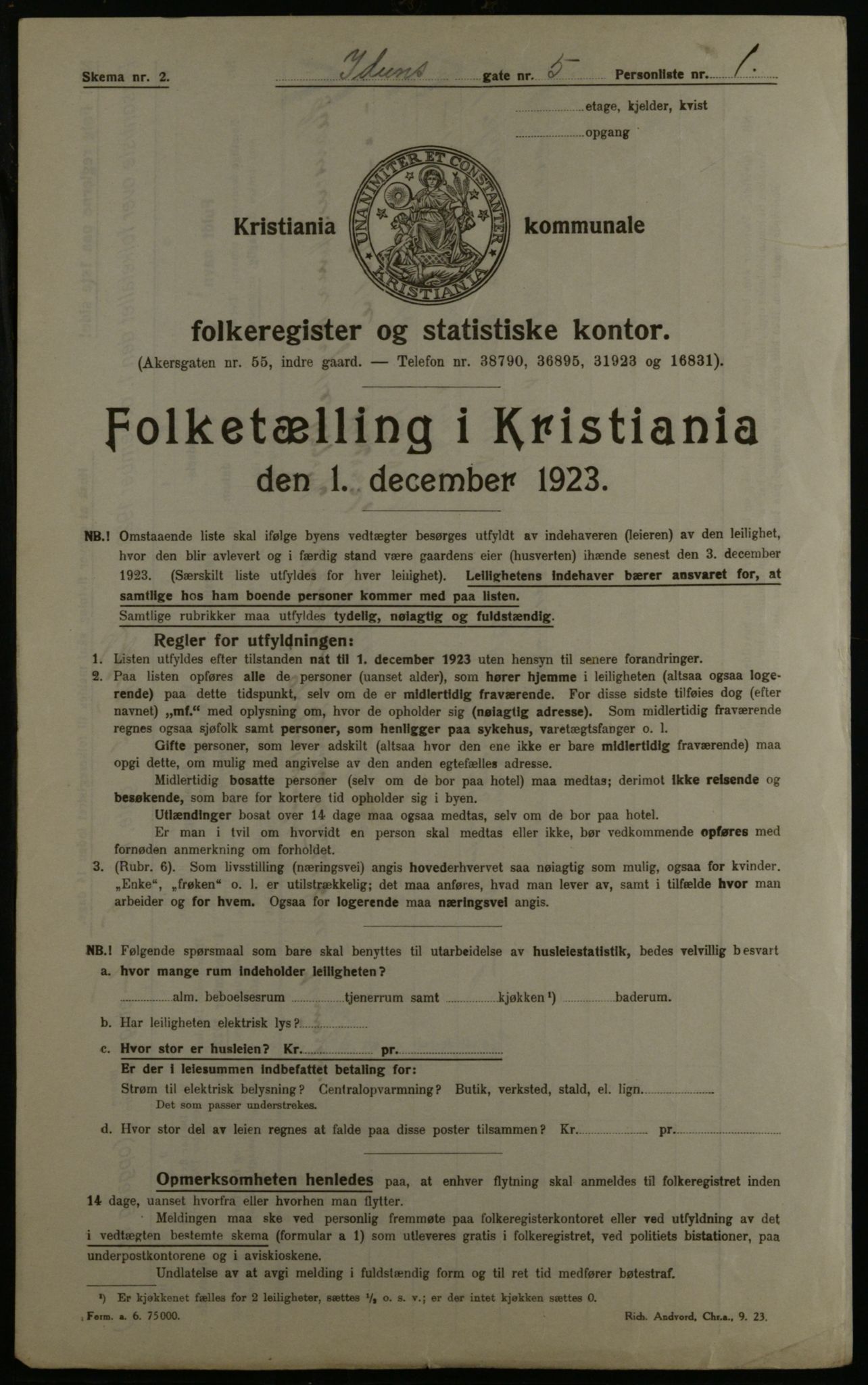 OBA, Municipal Census 1923 for Kristiania, 1923, p. 48327