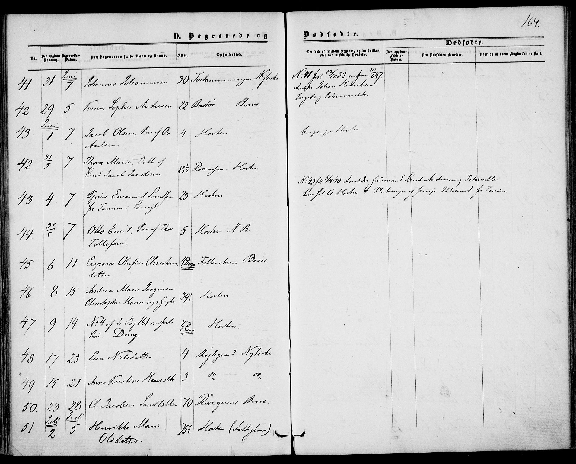 Borre kirkebøker, SAKO/A-338/F/Fa/L0007: Parish register (official) no. I 7, 1862-1867, p. 164