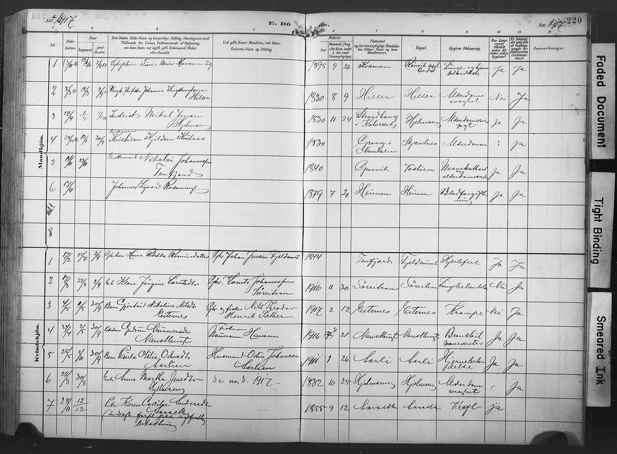 Ministerialprotokoller, klokkerbøker og fødselsregistre - Nord-Trøndelag, SAT/A-1458/789/L0706: Parish register (copy) no. 789C01, 1888-1931, p. 220