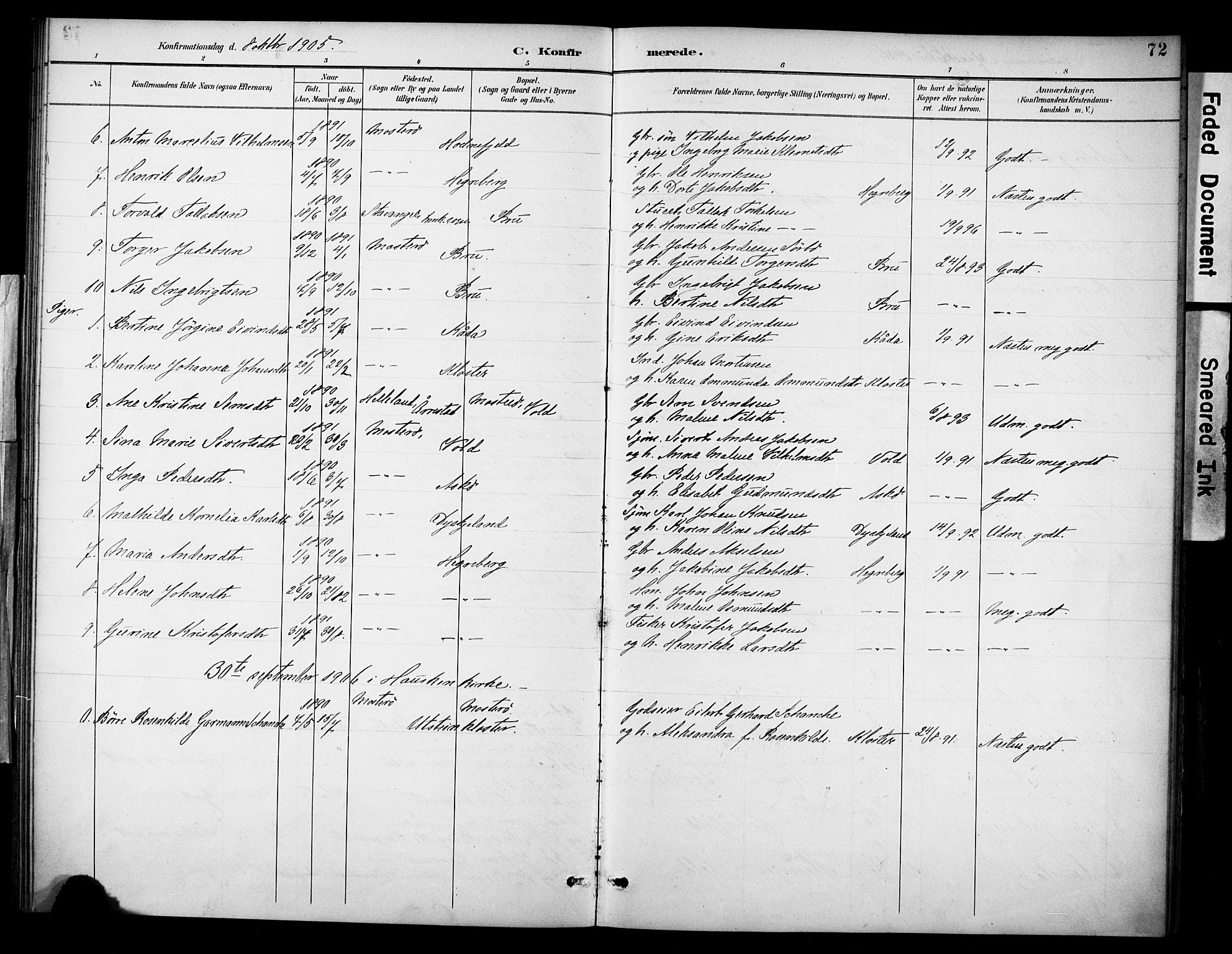 Rennesøy sokneprestkontor, SAST/A -101827/H/Ha/Haa/L0015: Parish register (official) no. A 15, 1891-1908, p. 72