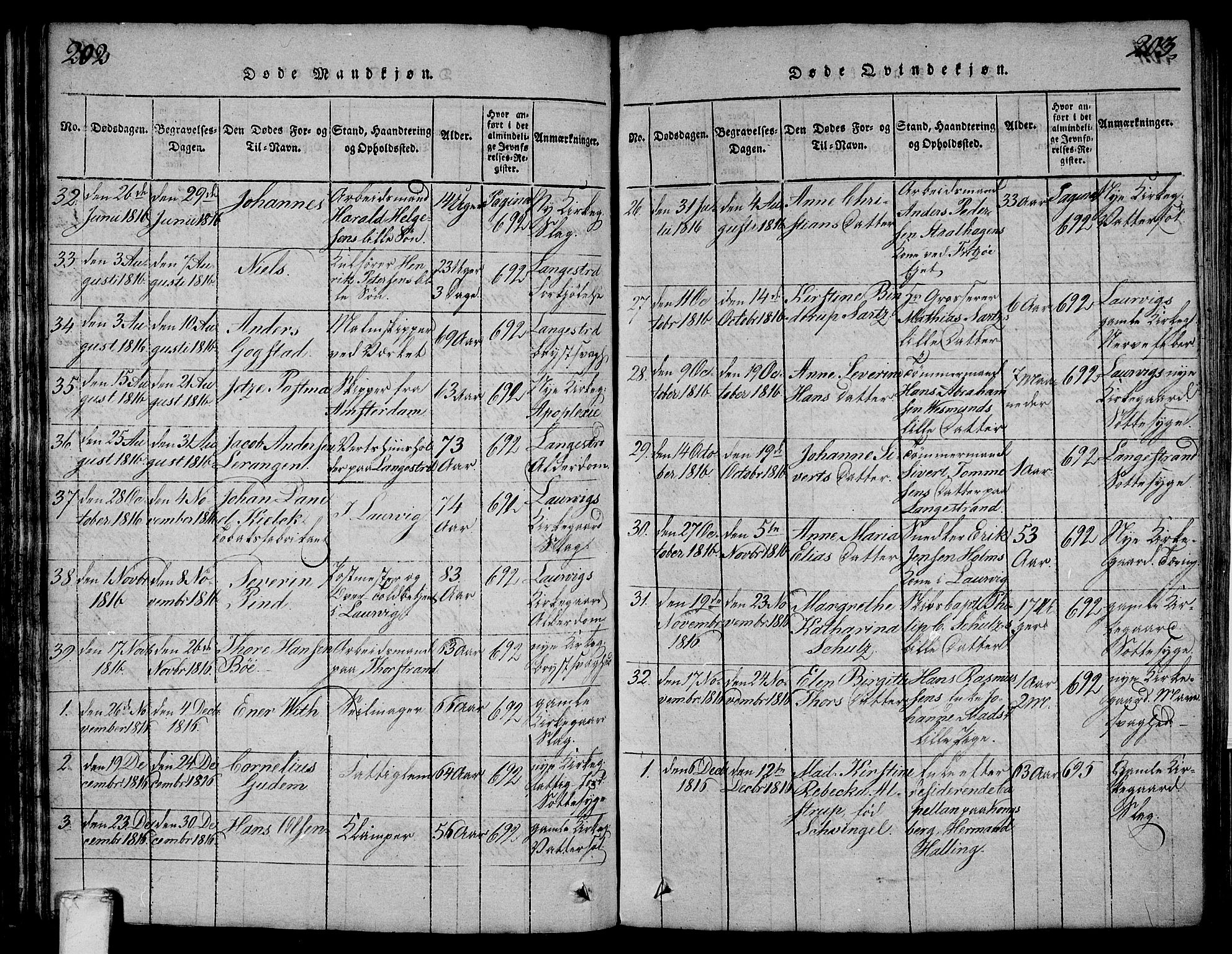 Larvik kirkebøker, AV/SAKO-A-352/F/Fa/L0001: Parish register (official) no. I 1, 1814-1825, p. 202-203