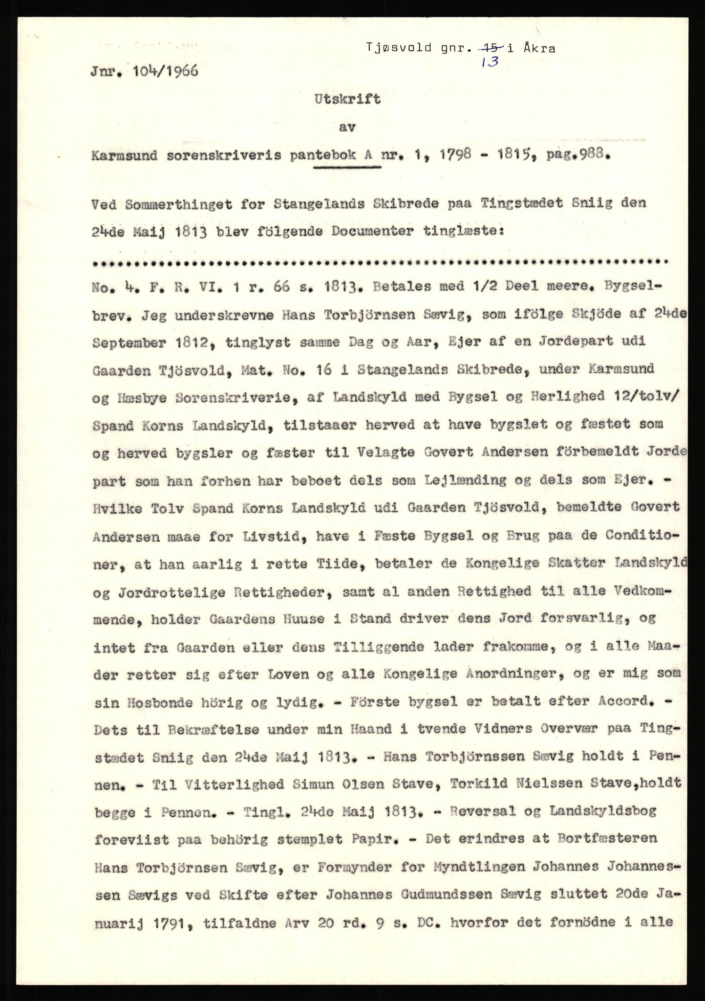 Statsarkivet i Stavanger, SAST/A-101971/03/Y/Yj/L0087: Avskrifter sortert etter gårdsnavn: Tjemsland nordre - Todhammer, 1750-1930, p. 340