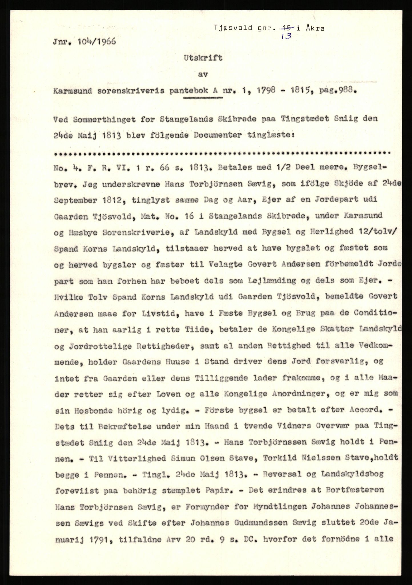 Statsarkivet i Stavanger, AV/SAST-A-101971/03/Y/Yj/L0087: Avskrifter sortert etter gårdsnavn: Tjemsland nordre - Todhammer, 1750-1930, p. 340