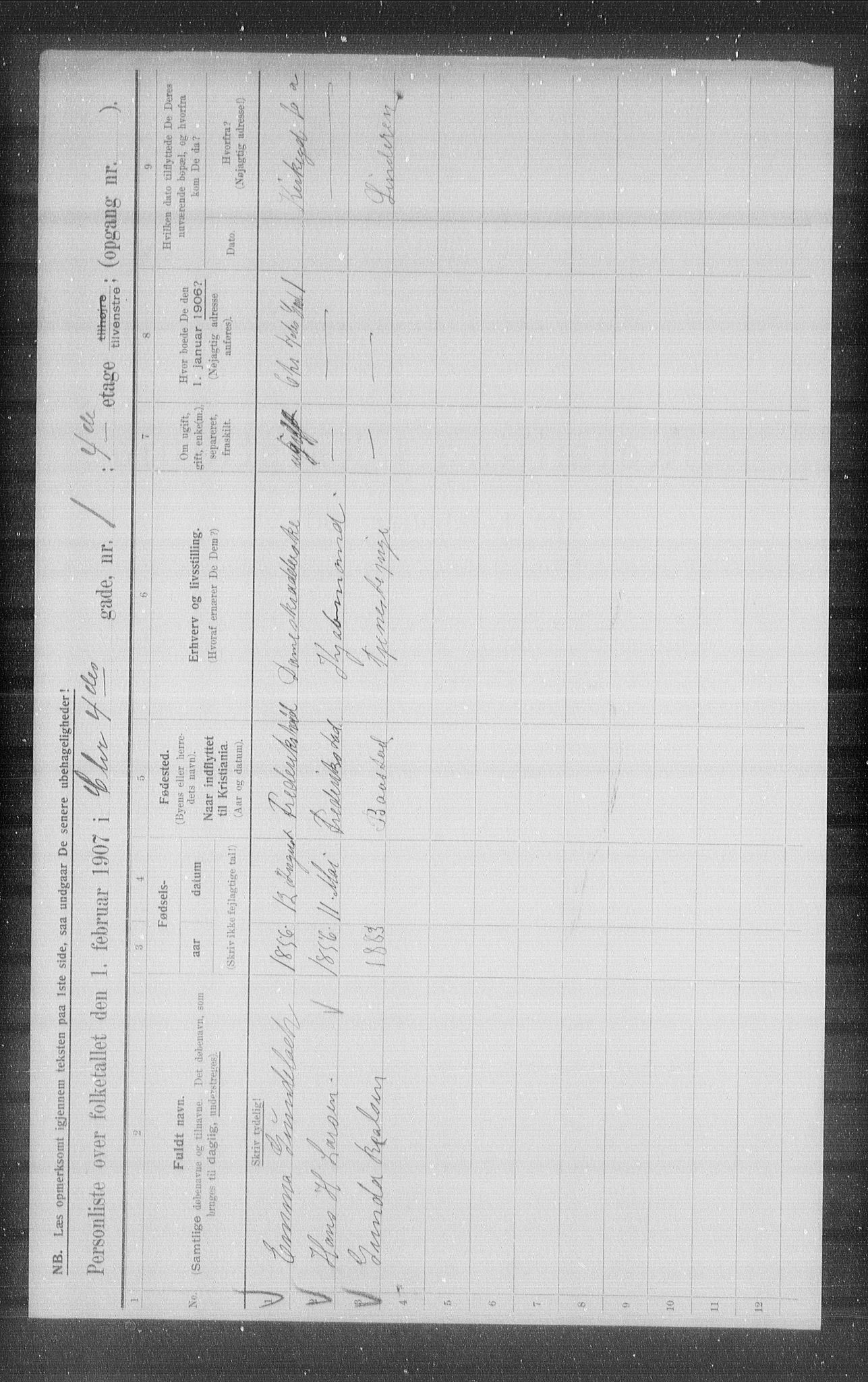 OBA, Municipal Census 1907 for Kristiania, 1907, p. 27509