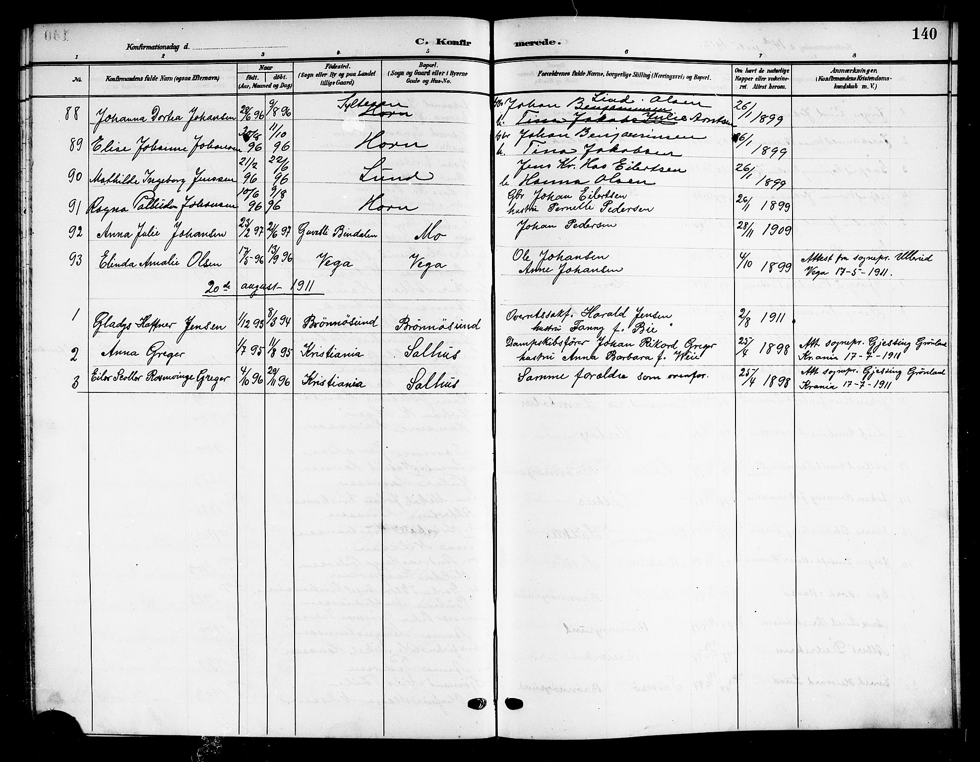 Ministerialprotokoller, klokkerbøker og fødselsregistre - Nordland, AV/SAT-A-1459/813/L0214: Parish register (copy) no. 813C06, 1904-1917, p. 140