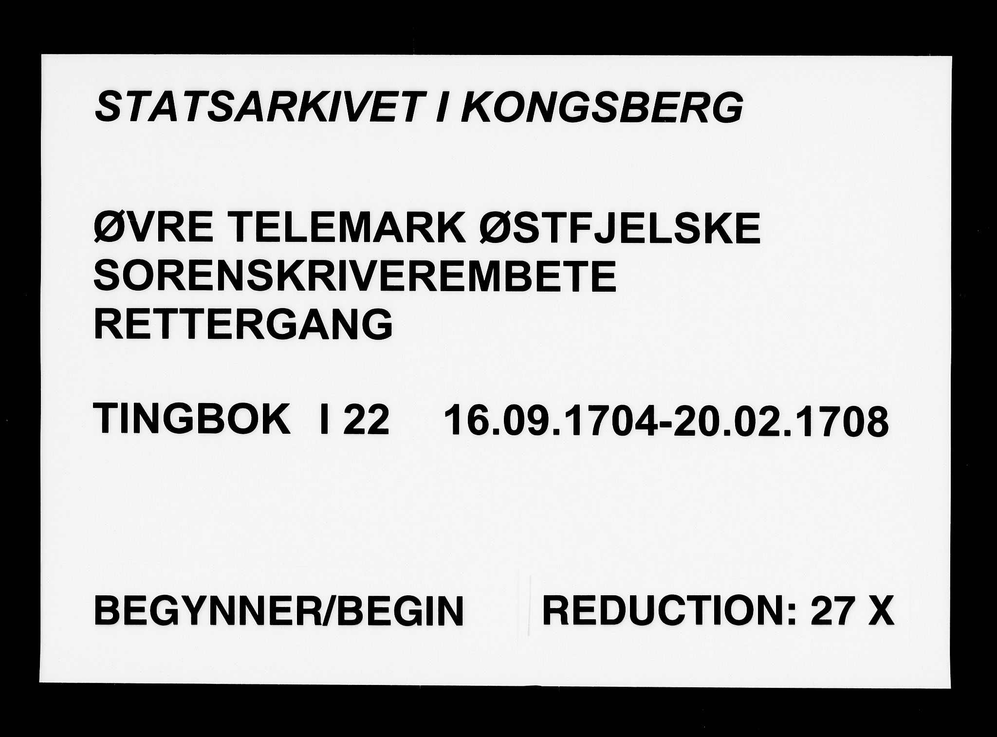 Øvre Telemark østfjelske sorenskriveri, SAKO/A-213/F/Fa/Faa/L0022: Tingbok, 1704-1708