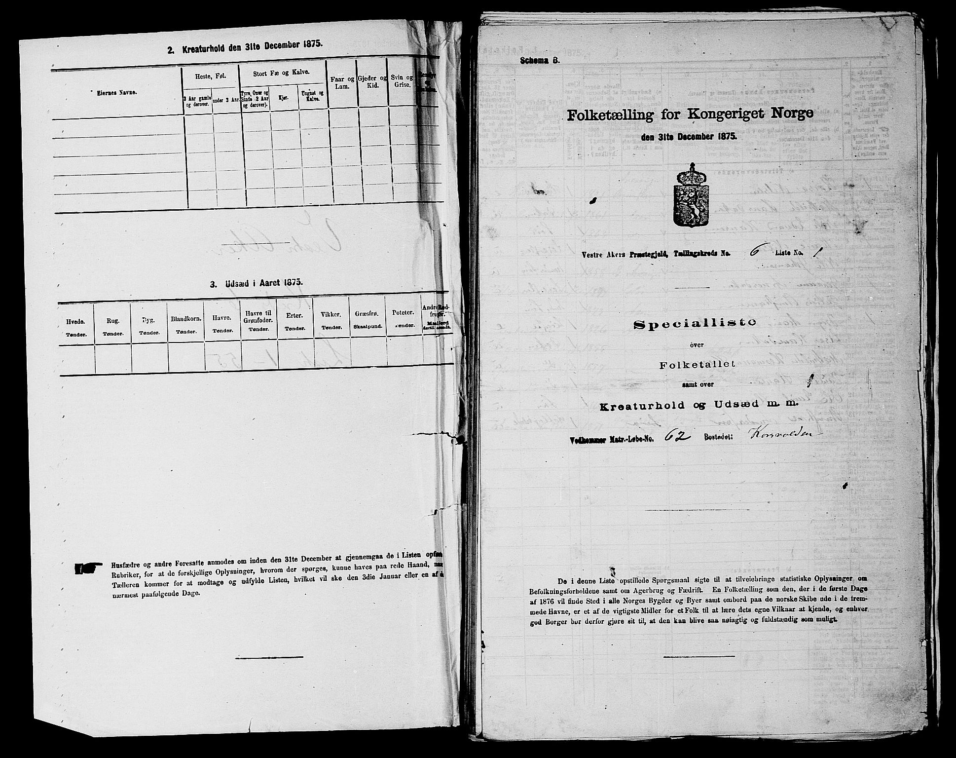 RA, 1875 census for 0218aP Vestre Aker, 1875, p. 1020