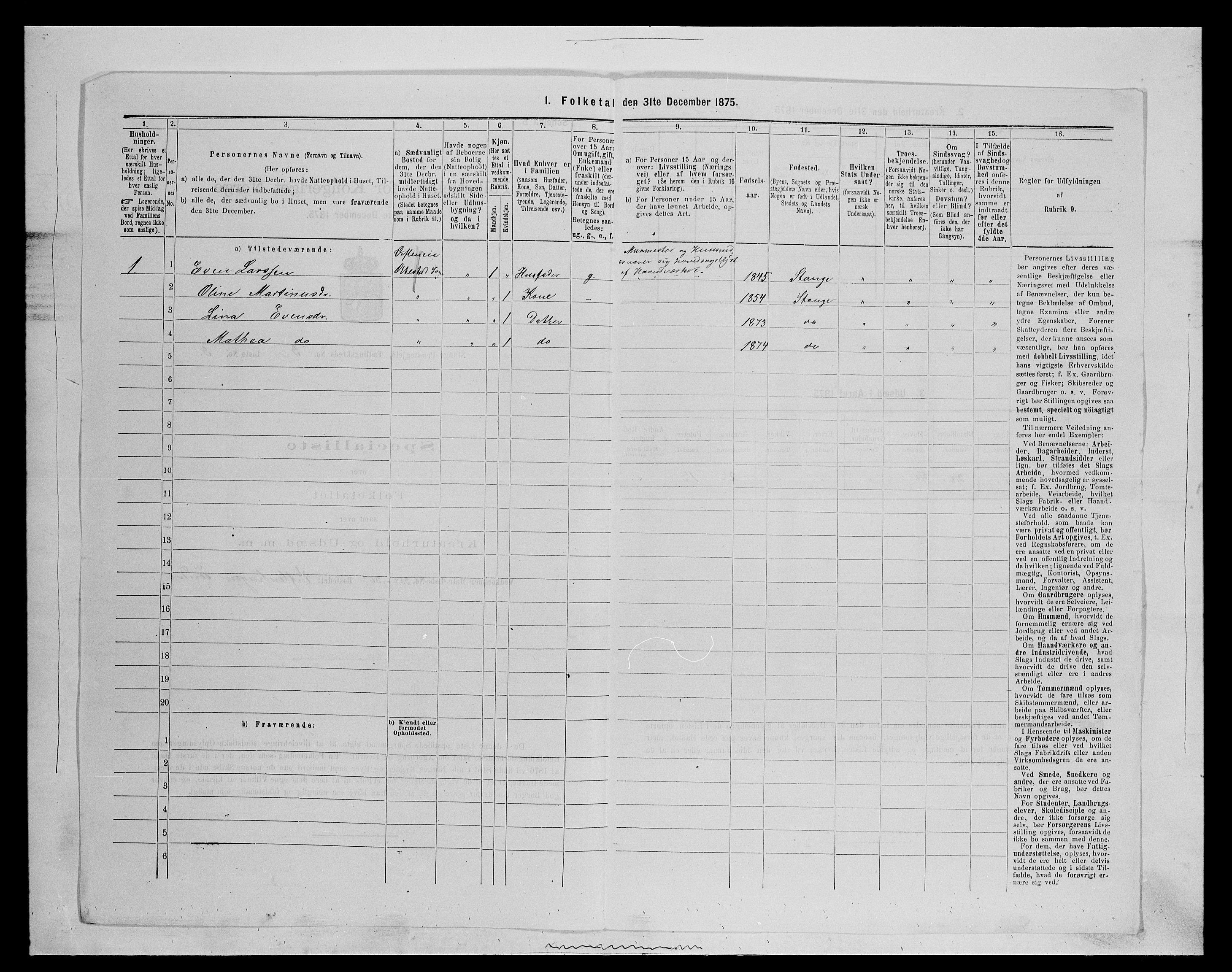 SAH, 1875 census for 0417P Stange, 1875, p. 432