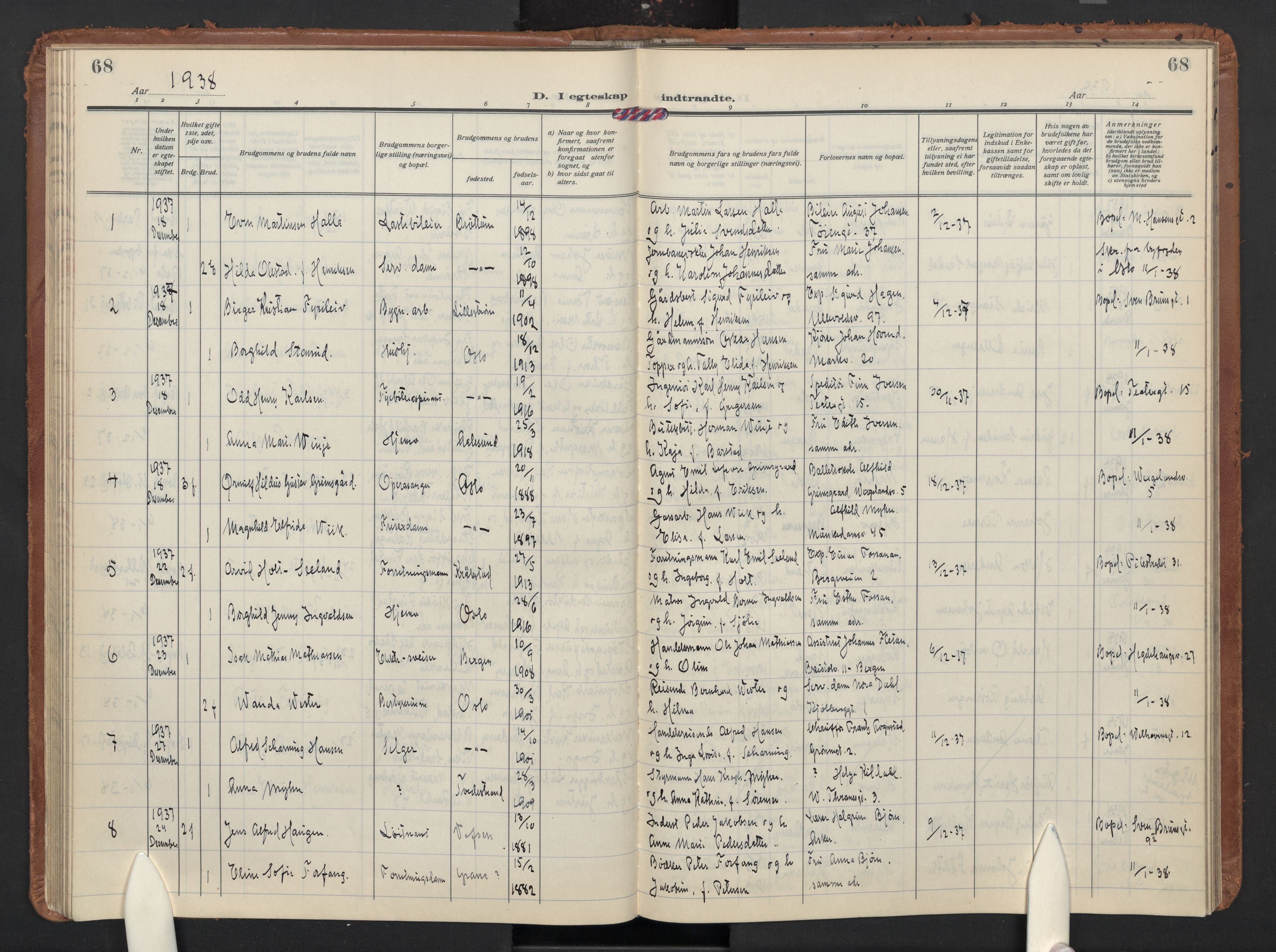 Trefoldighet prestekontor Kirkebøker, AV/SAO-A-10882/F/Fg: Parish register (official) no. VII 2, 1923-1940, p. 68