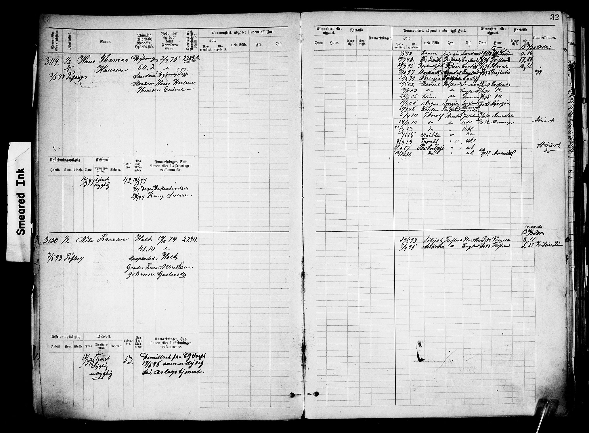 Tvedestrand mønstringskrets, AV/SAK-2031-0011/F/Fb/L0019: Hovedrulle nr 3057-3818, U-35, 1892-1906, p. 36