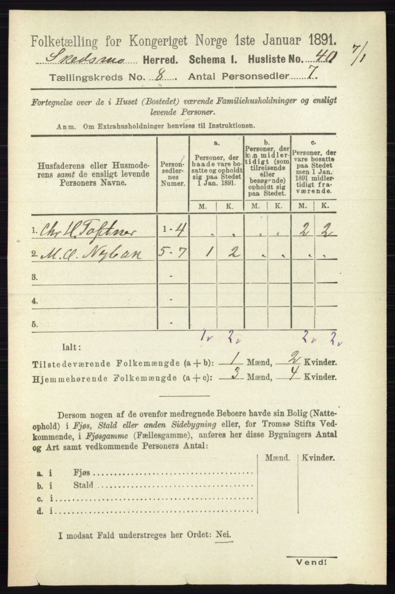 RA, 1891 census for 0231 Skedsmo, 1891, p. 3850