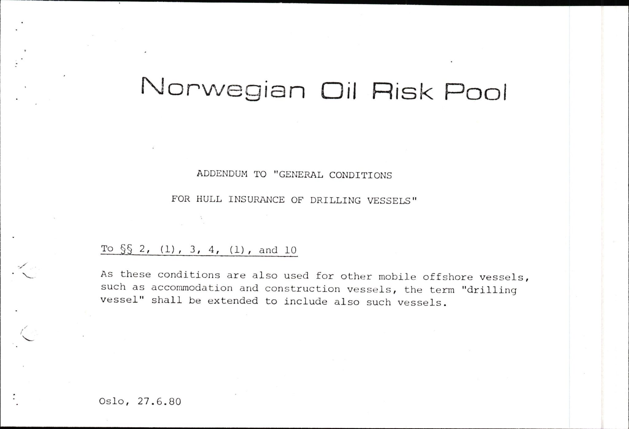 Pa 1503 - Stavanger Drilling AS, AV/SAST-A-101906/2/E/Ec/Eca/L0010: Forsikring, 1976-1983