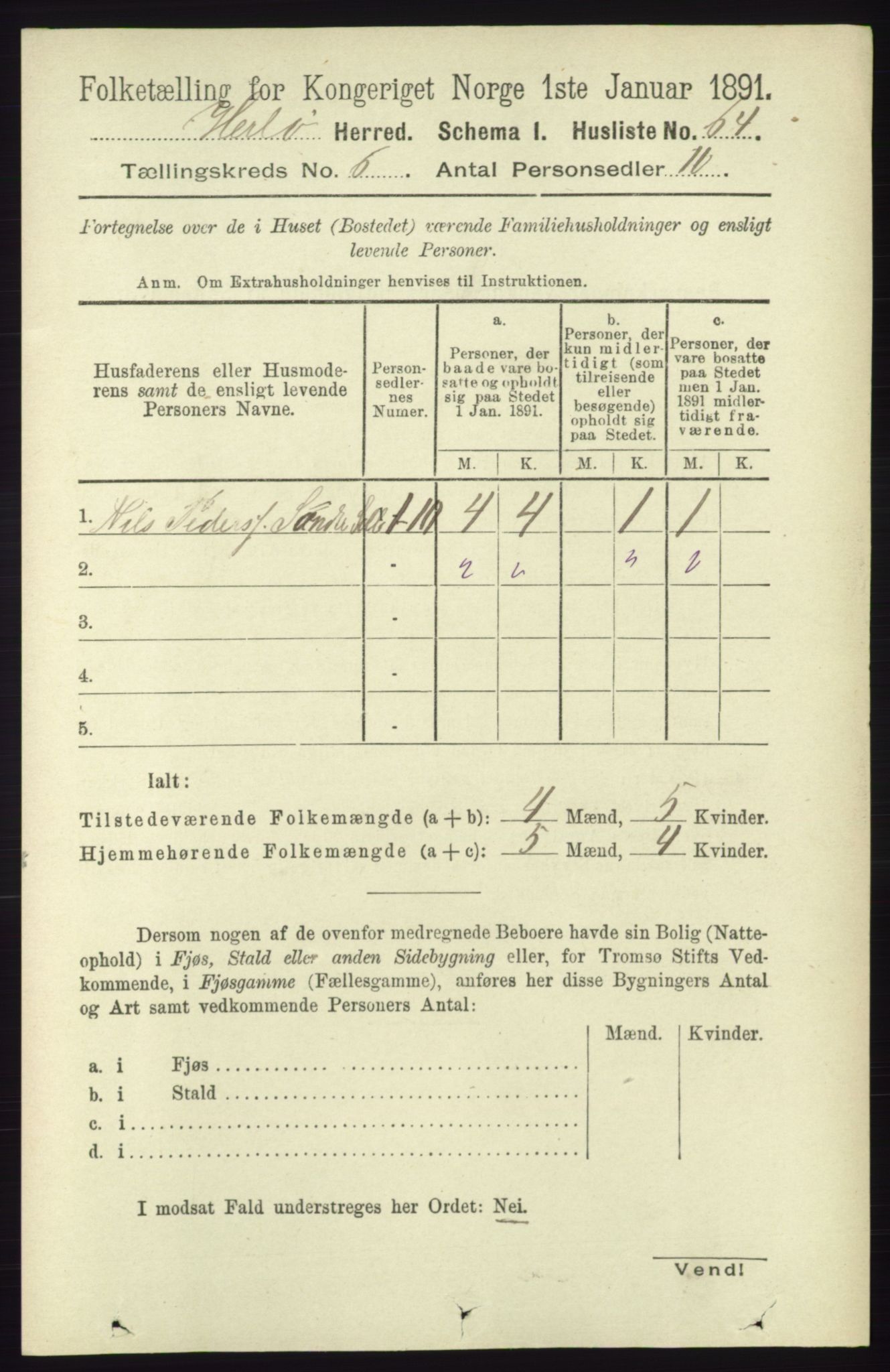 RA, 1891 census for 1258 Herdla, 1891, p. 2616