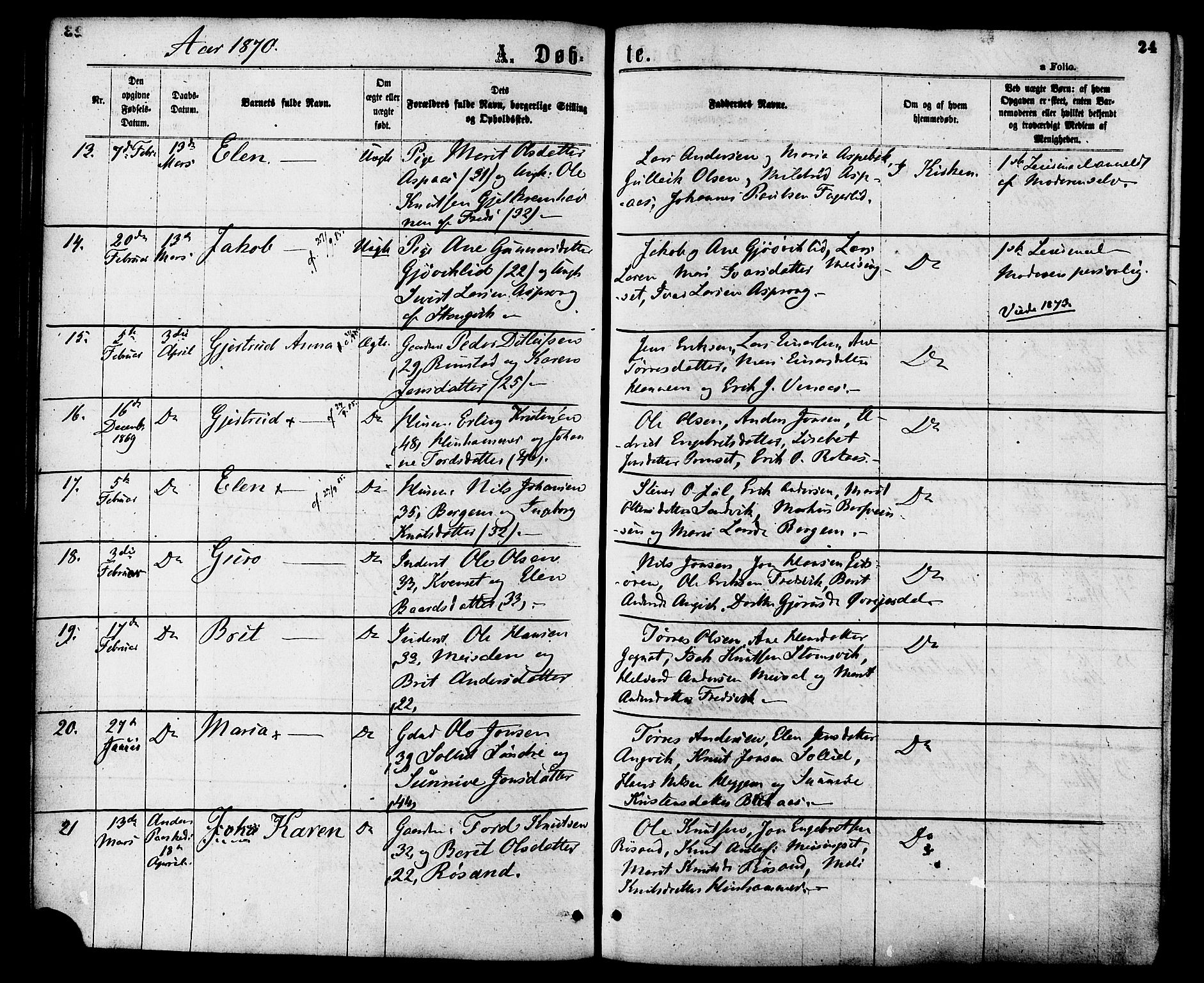 Ministerialprotokoller, klokkerbøker og fødselsregistre - Møre og Romsdal, AV/SAT-A-1454/586/L0986: Parish register (official) no. 586A12, 1867-1878, p. 24