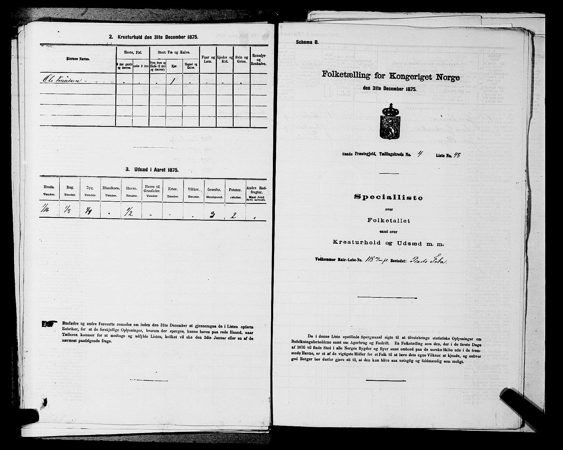 SAKO, 1875 census for 0822P Sauherad, 1875, p. 532