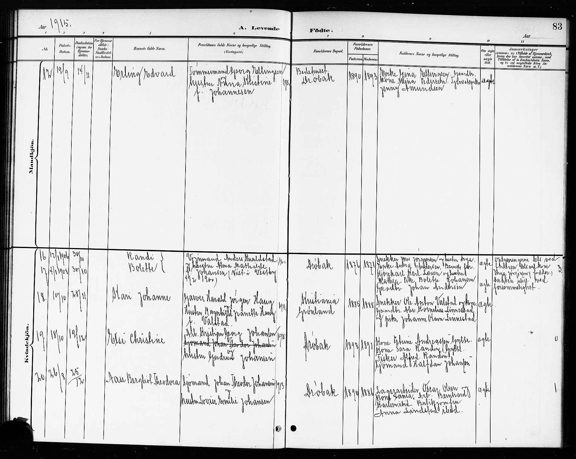 Drøbak prestekontor Kirkebøker, AV/SAO-A-10142a/G/Ga/L0001: Parish register (copy) no. I 1, 1897-1917, p. 83