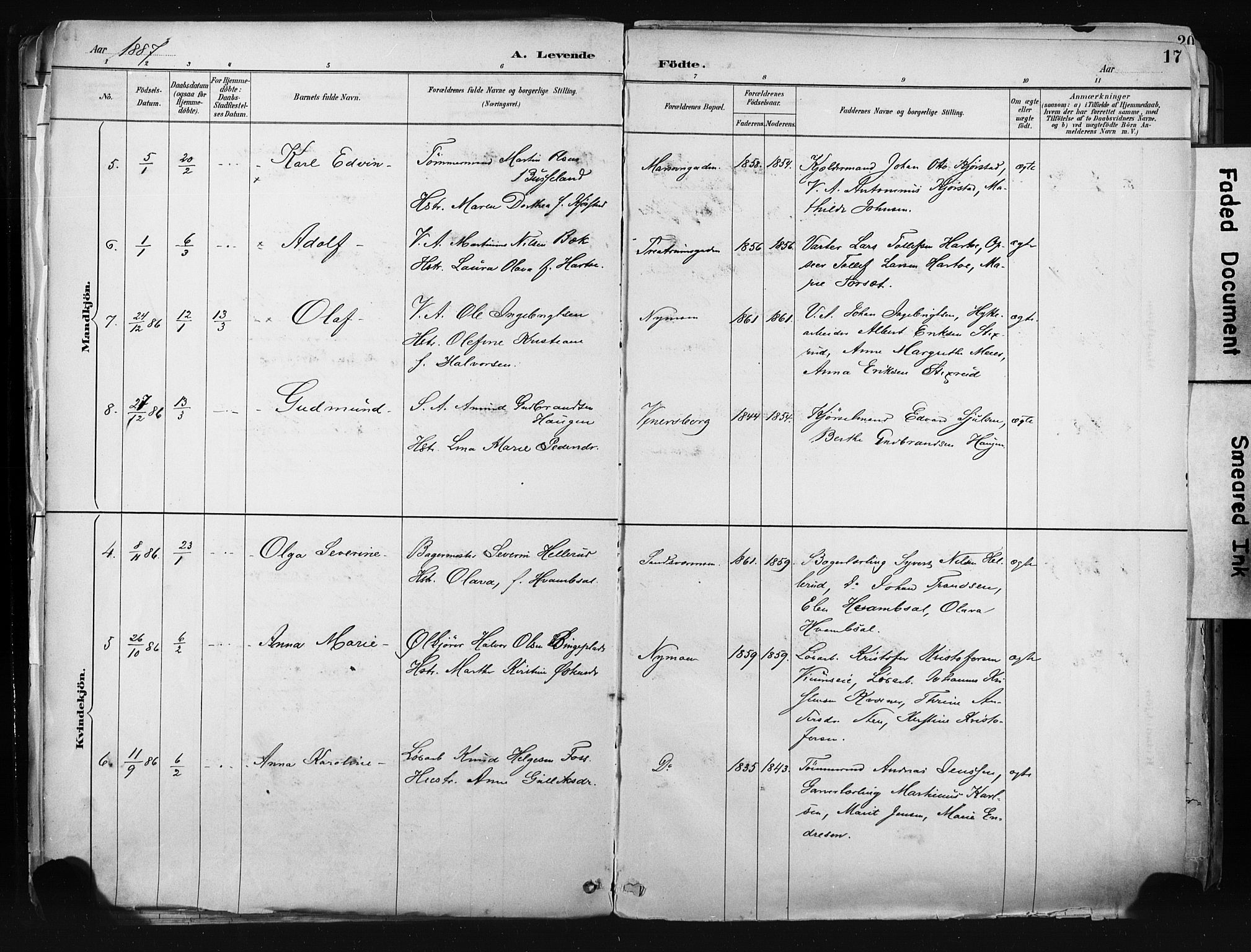 Kongsberg kirkebøker, AV/SAKO-A-22/F/Fb/L0002: Parish register (official) no. II 2, 1886-1896, p. 17