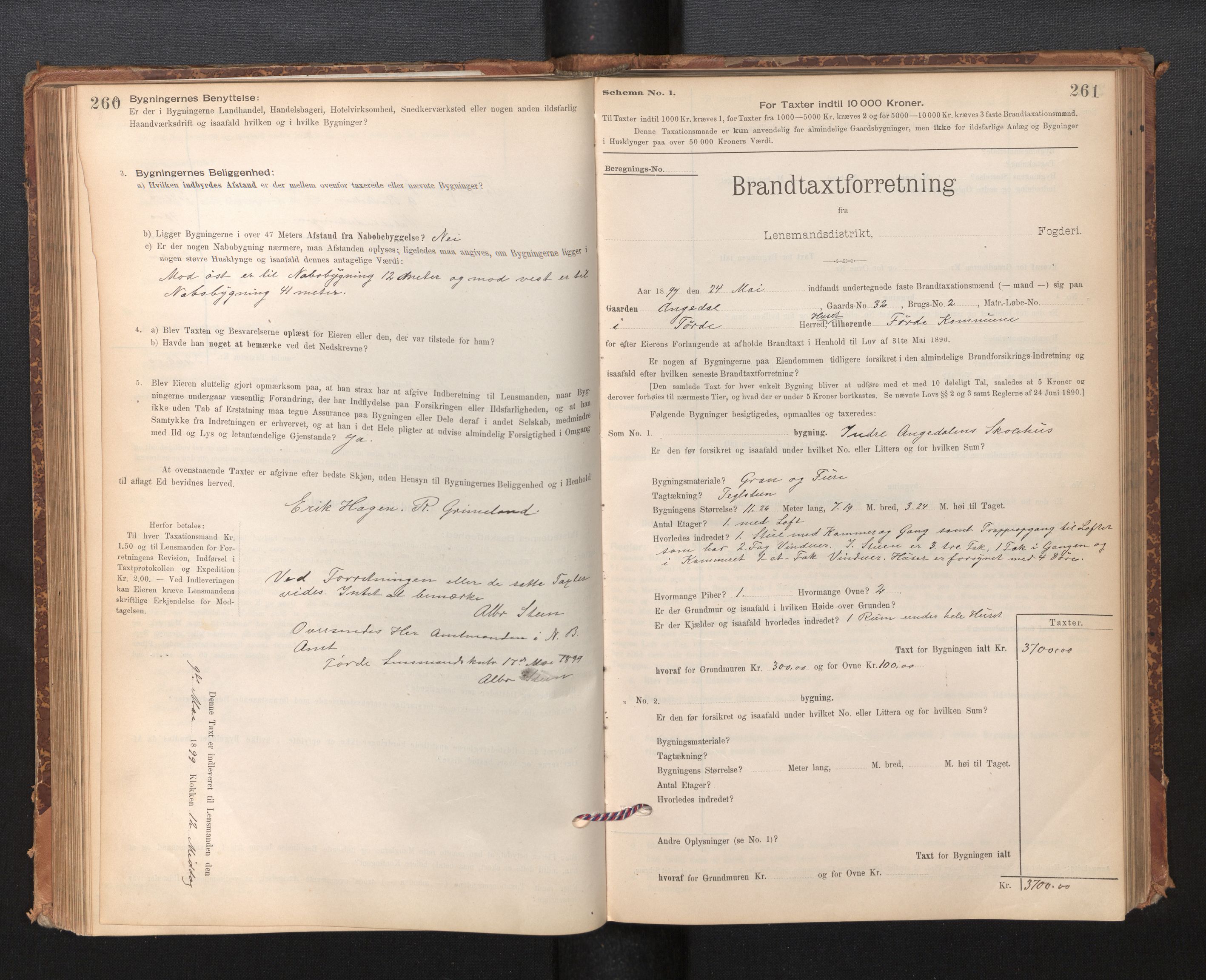 Lensmannen i Førde, AV/SAB-A-27401/0012/L0008: Branntakstprotokoll, skjematakst, 1895-1922, p. 260-261