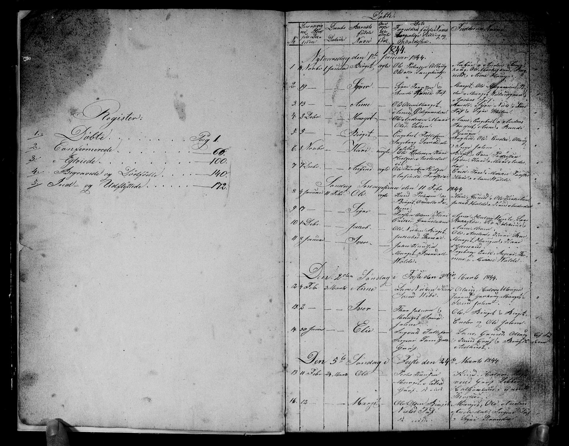 Gol kirkebøker, AV/SAKO-A-226/G/Gb/L0003: Parish register (copy) no. II 3, 1844-1858, p. 1