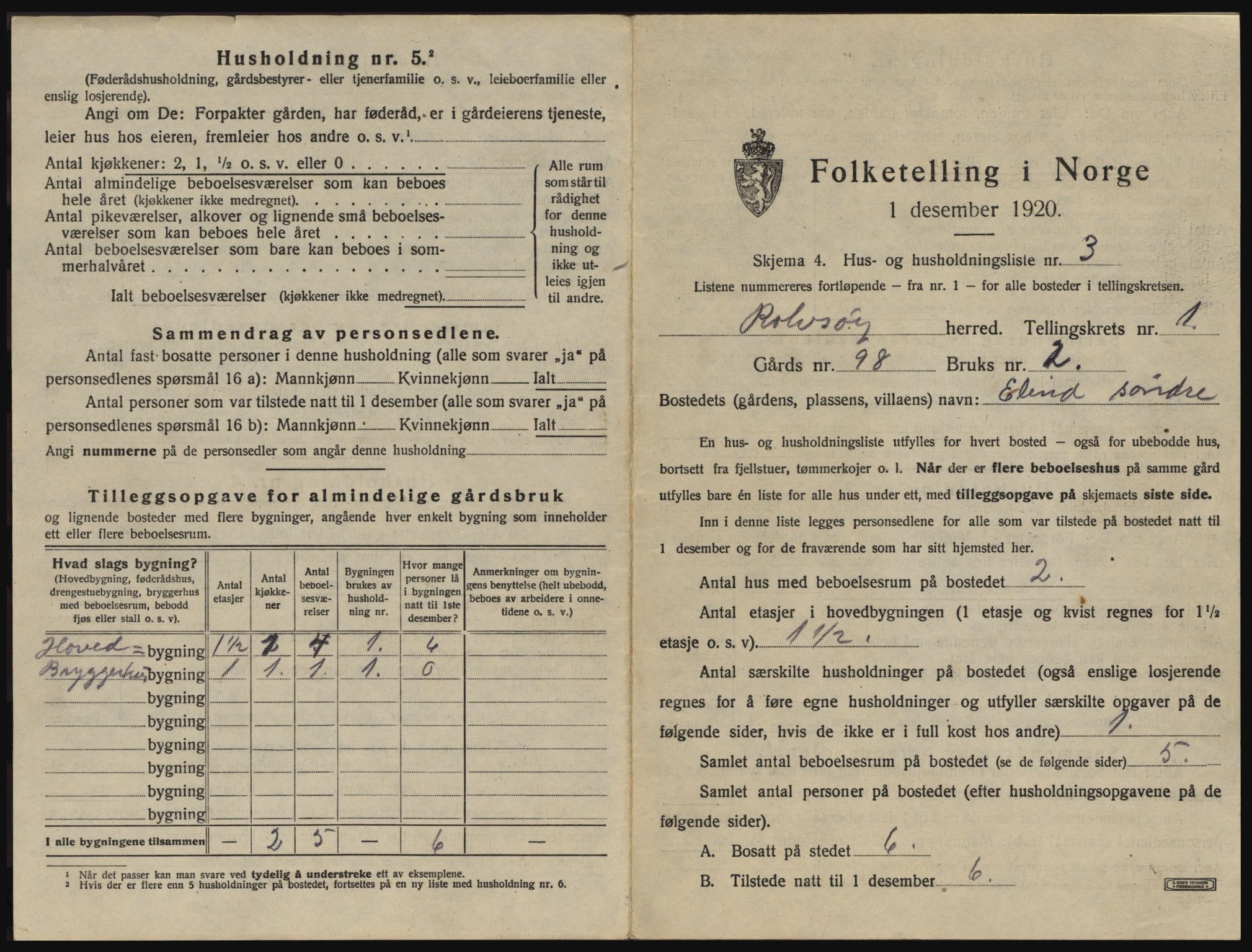 SAO, 1920 census for Rolvsøy, 1920, p. 33