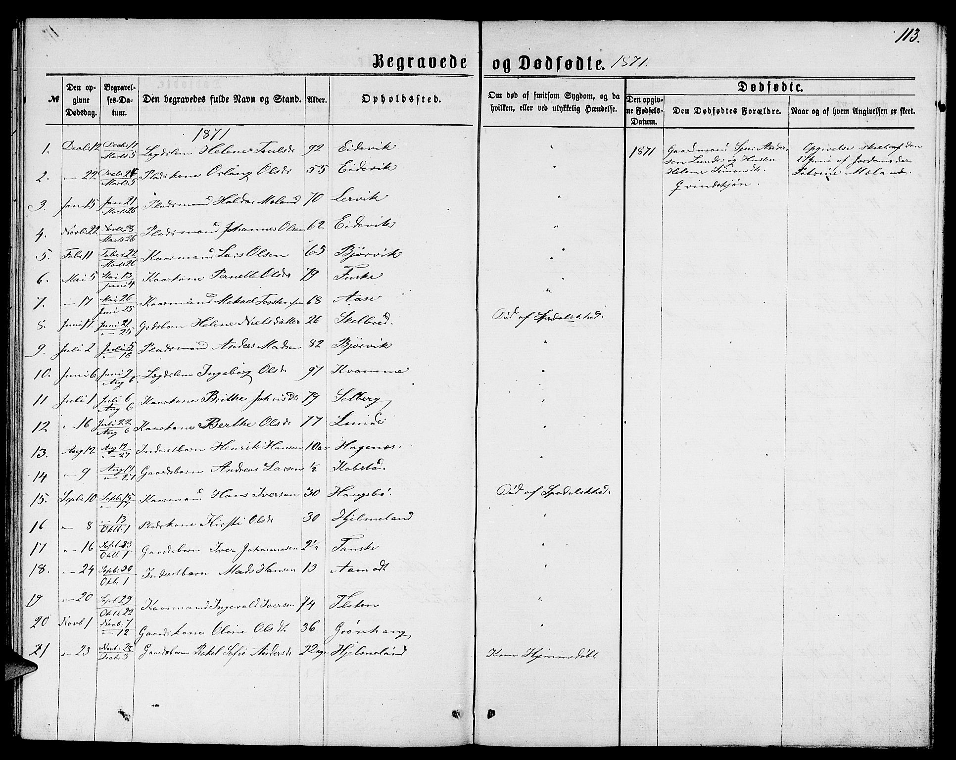 Gaular sokneprestembete, SAB/A-80001/H/Hab: Parish register (copy) no. B 2, 1863-1881, p. 113