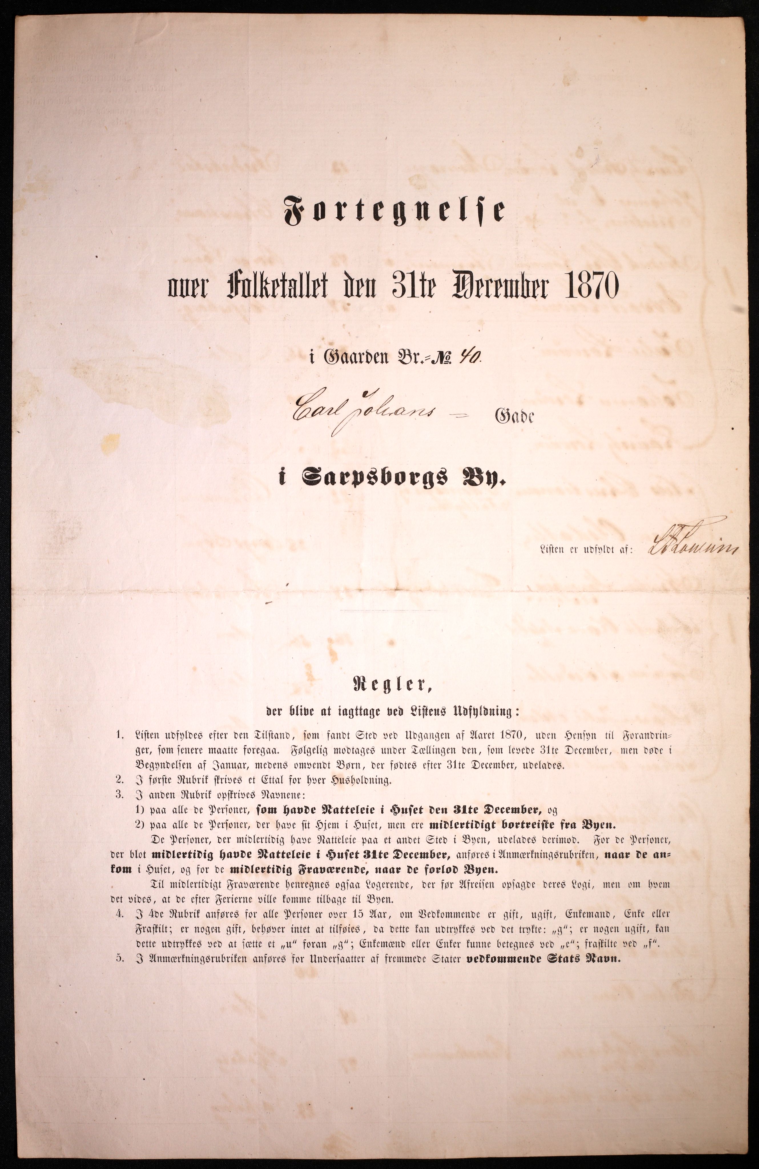 RA, 1870 census for 0102 Sarpsborg, 1870, p. 319