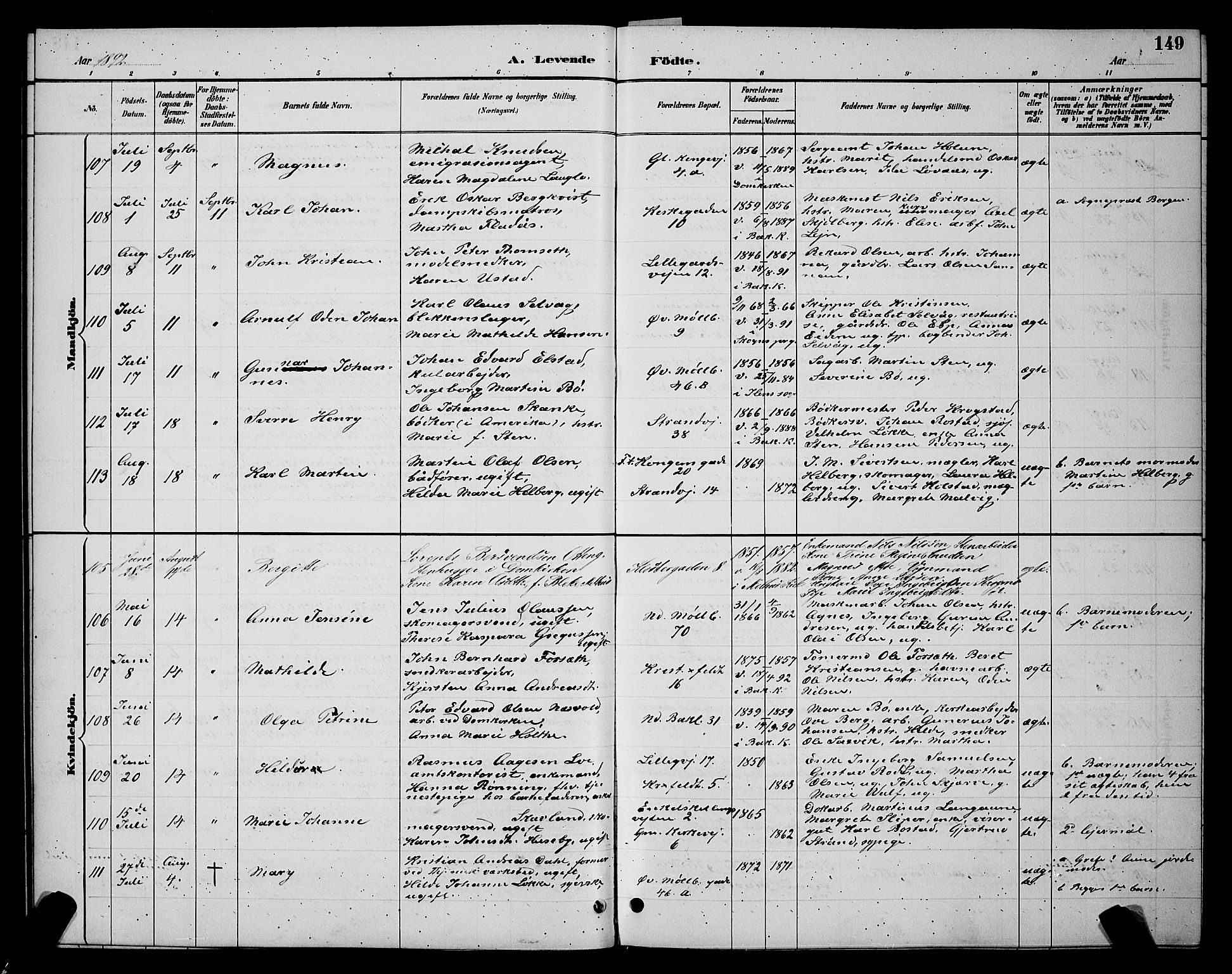 Ministerialprotokoller, klokkerbøker og fødselsregistre - Sør-Trøndelag, AV/SAT-A-1456/604/L0222: Parish register (copy) no. 604C05, 1886-1895, p. 149