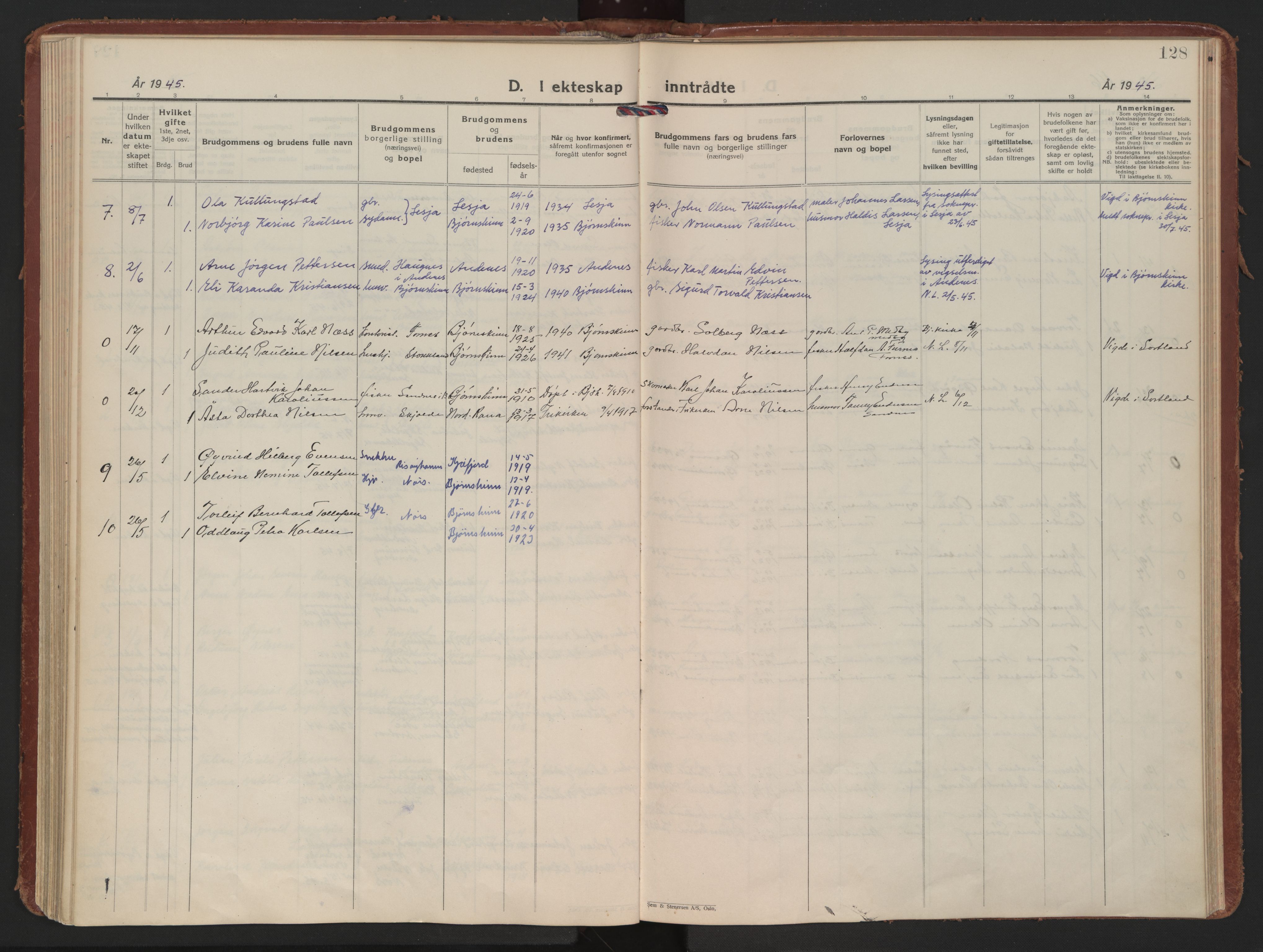 Ministerialprotokoller, klokkerbøker og fødselsregistre - Nordland, AV/SAT-A-1459/898/L1424: Parish register (official) no. 898A04, 1928-1946, p. 128