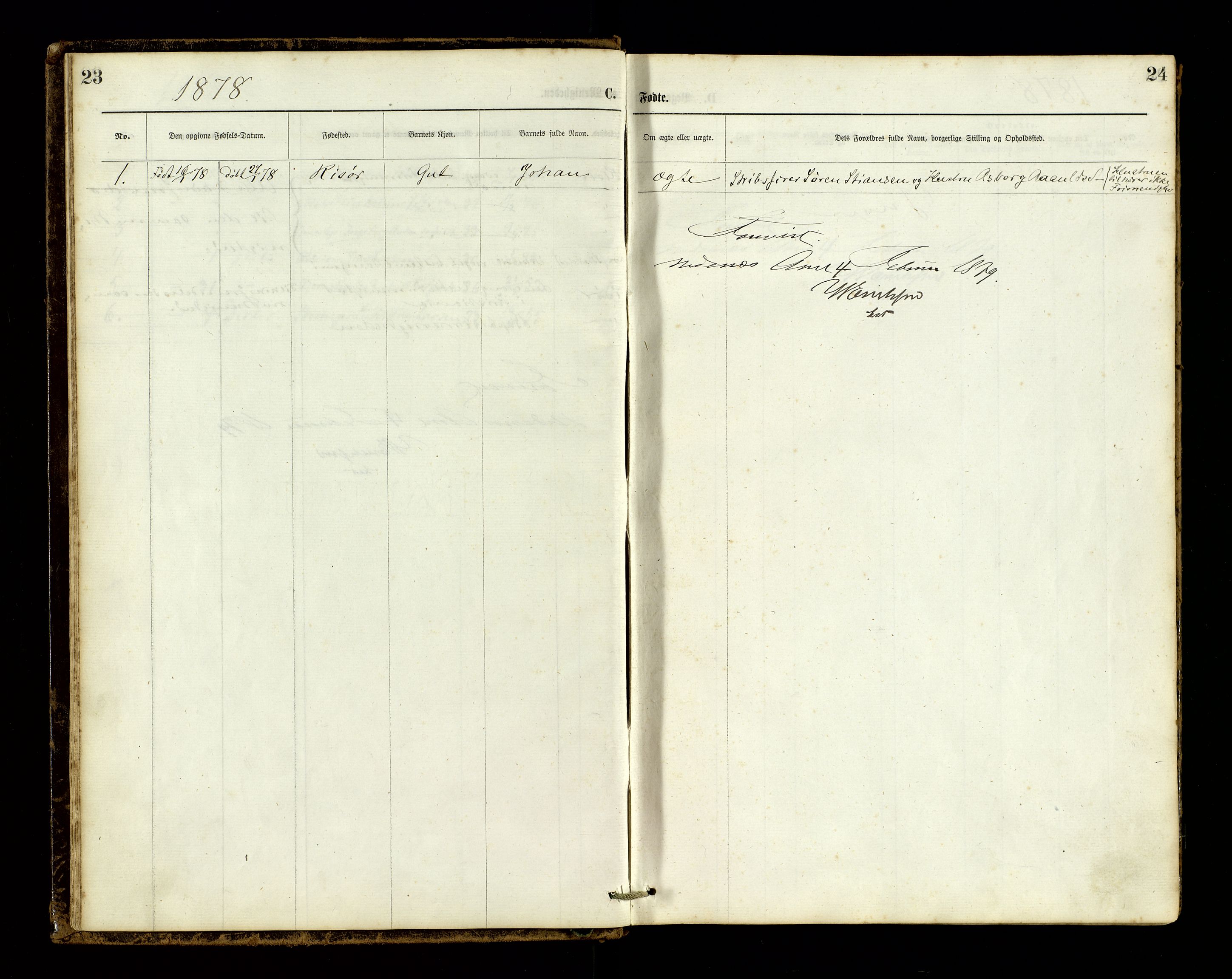 Den evangelisk-lutherske frimenighet, Risør, AV/SAK-1292-0007/F/Fa/L0001: Dissenter register no. F 17, 1877-1892, p. 23-24