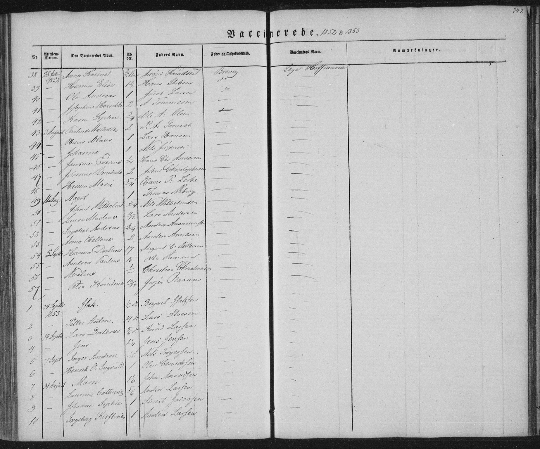 Brevik kirkebøker, AV/SAKO-A-255/F/Fa/L0005: Parish register (official) no. 5, 1847-1865, p. 347