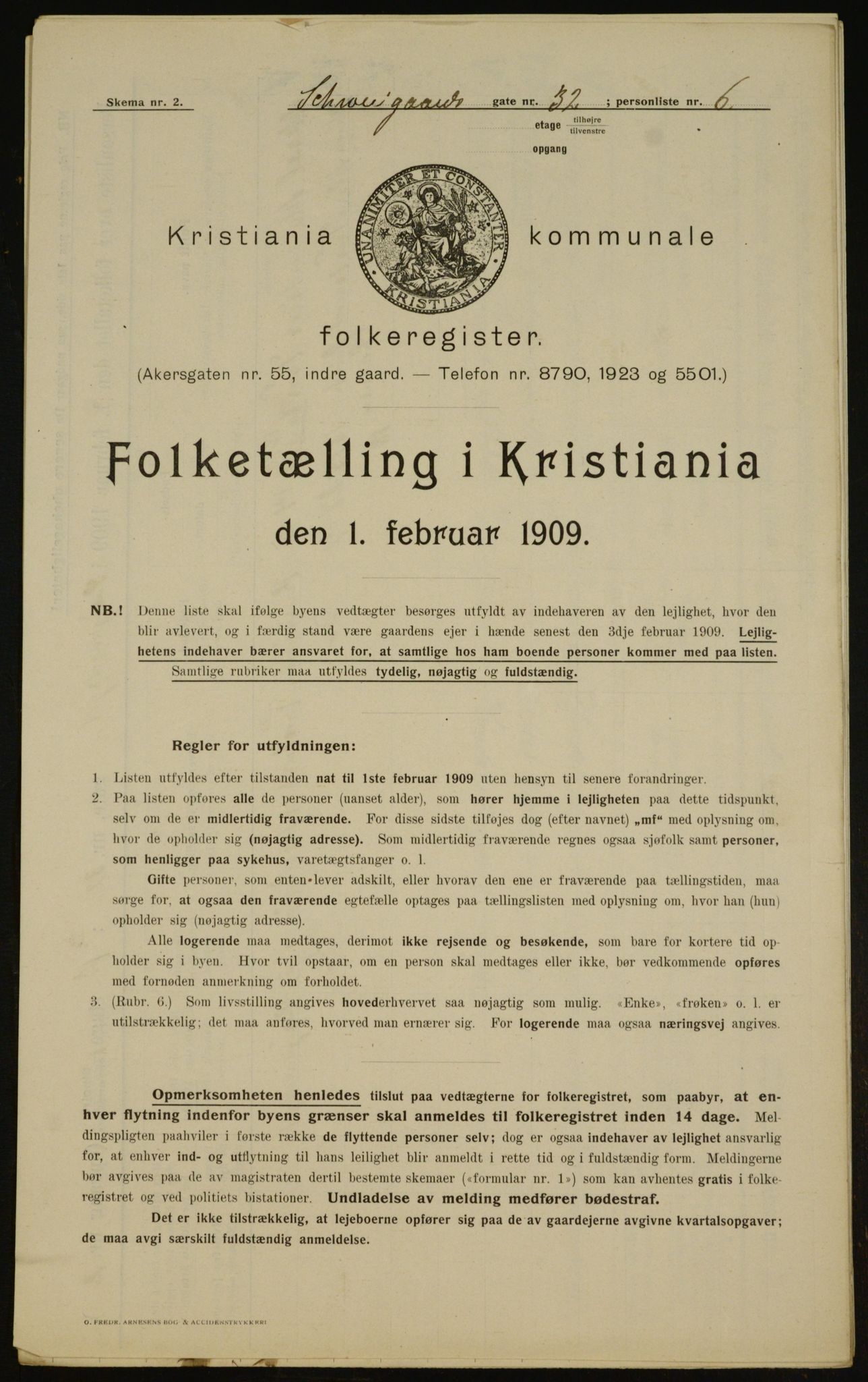 OBA, Municipal Census 1909 for Kristiania, 1909, p. 82536