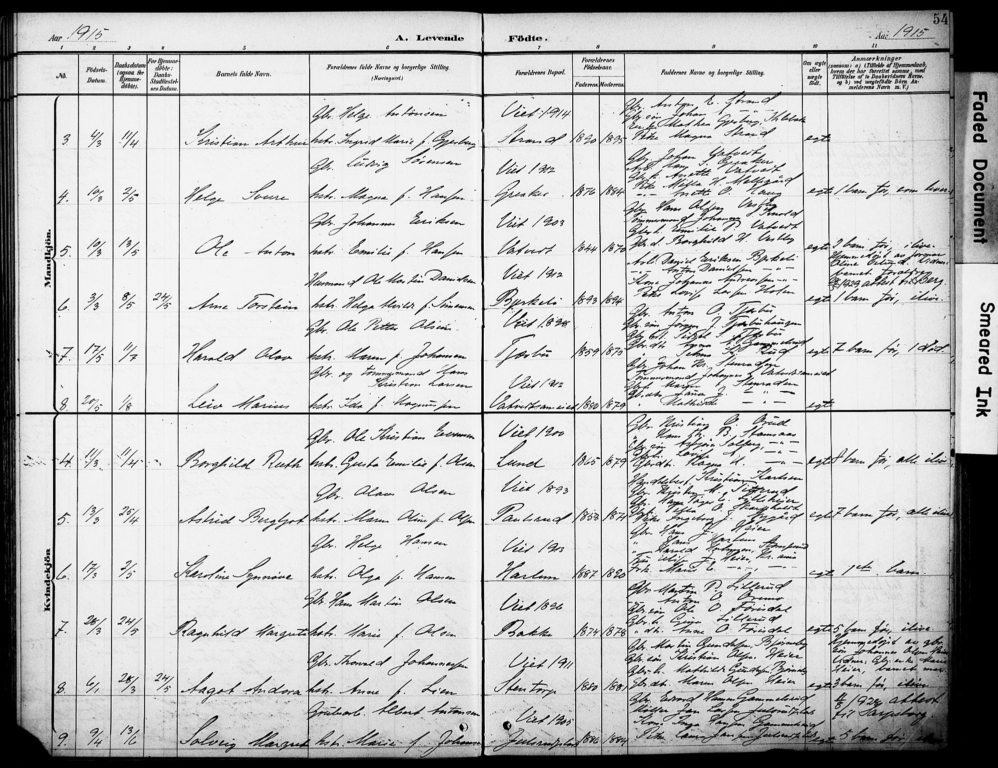 Rakkestad prestekontor Kirkebøker, AV/SAO-A-2008/F/Fb/L0002: Parish register (official) no. II 2, 1900-1920, p. 54