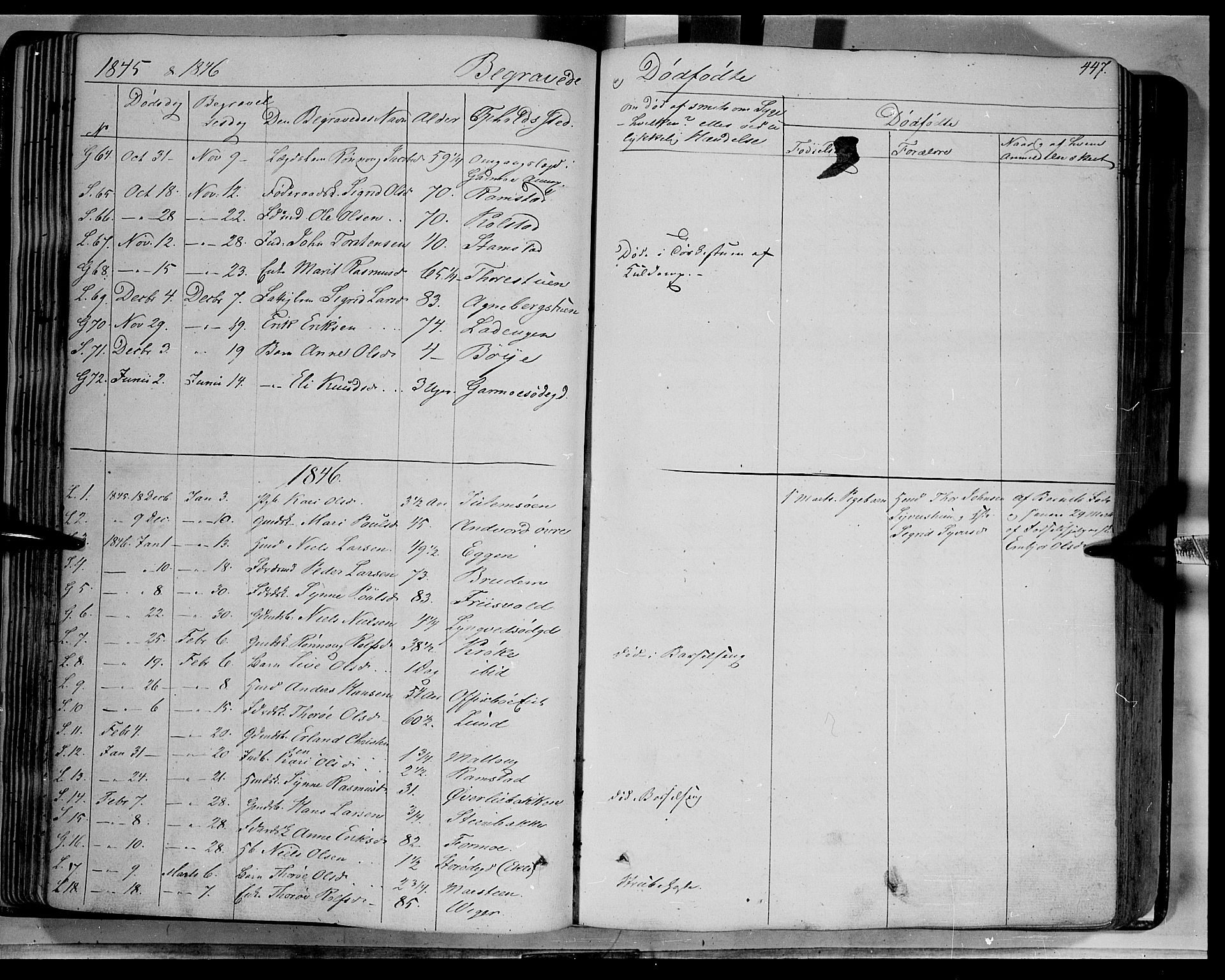 Lom prestekontor, SAH/PREST-070/K/L0006: Parish register (official) no. 6B, 1837-1863, p. 447