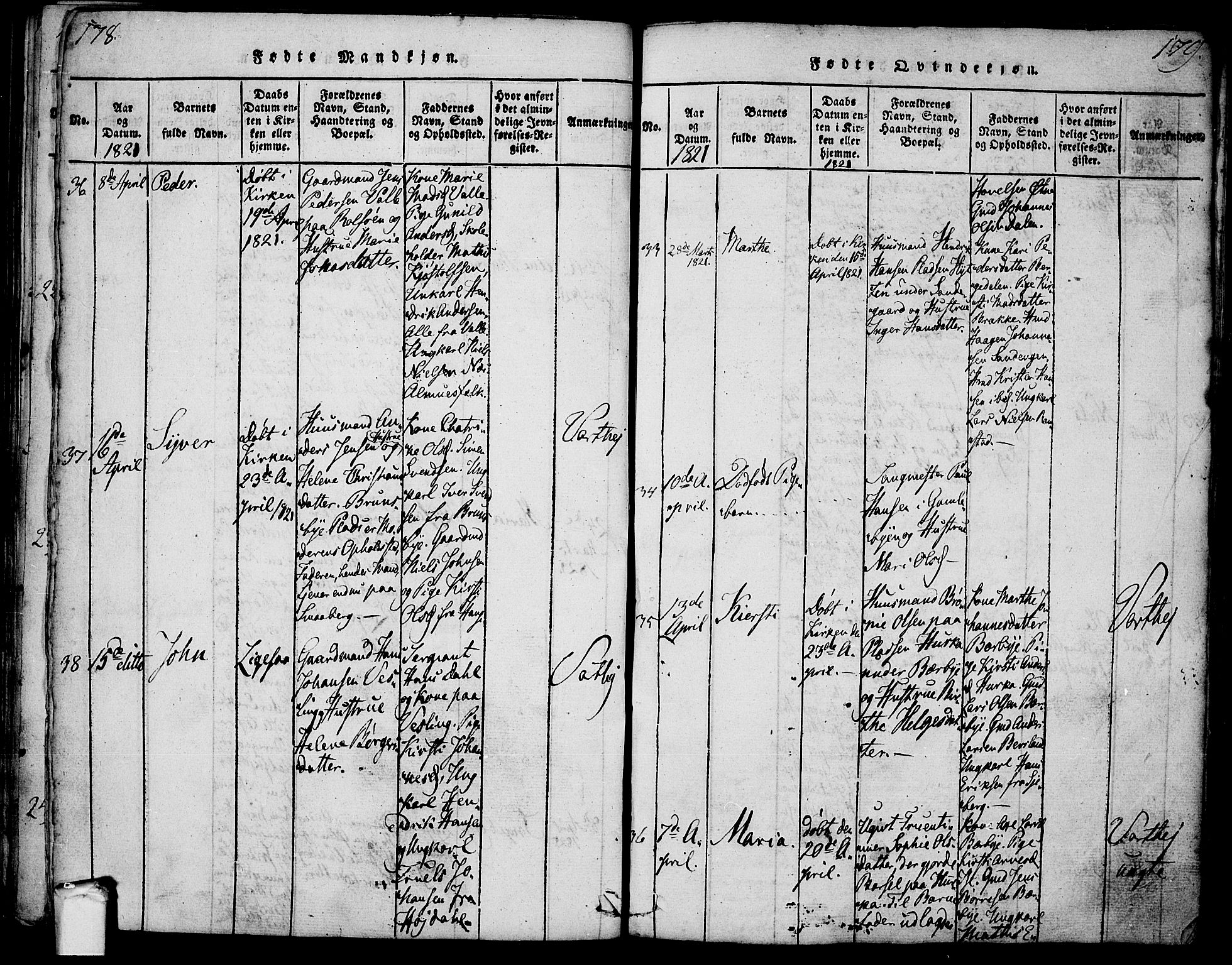 Tune prestekontor Kirkebøker, SAO/A-2007/F/Fa/L0005: Parish register (official) no. 5, 1815-1823, p. 178-179