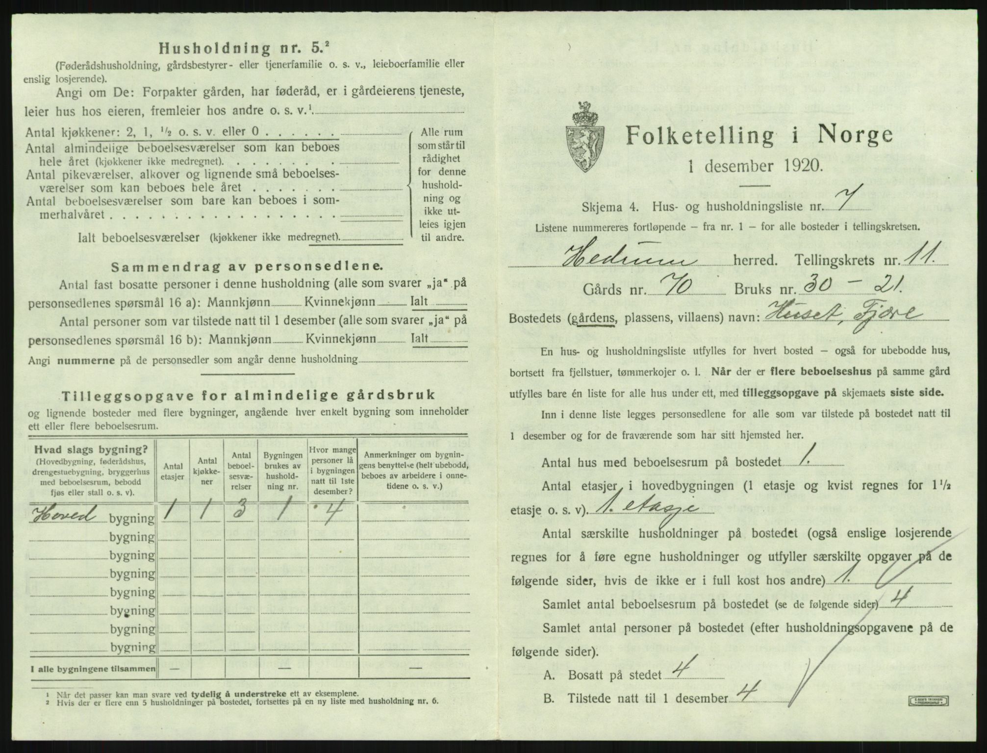 SAKO, 1920 census for Hedrum, 1920, p. 1003