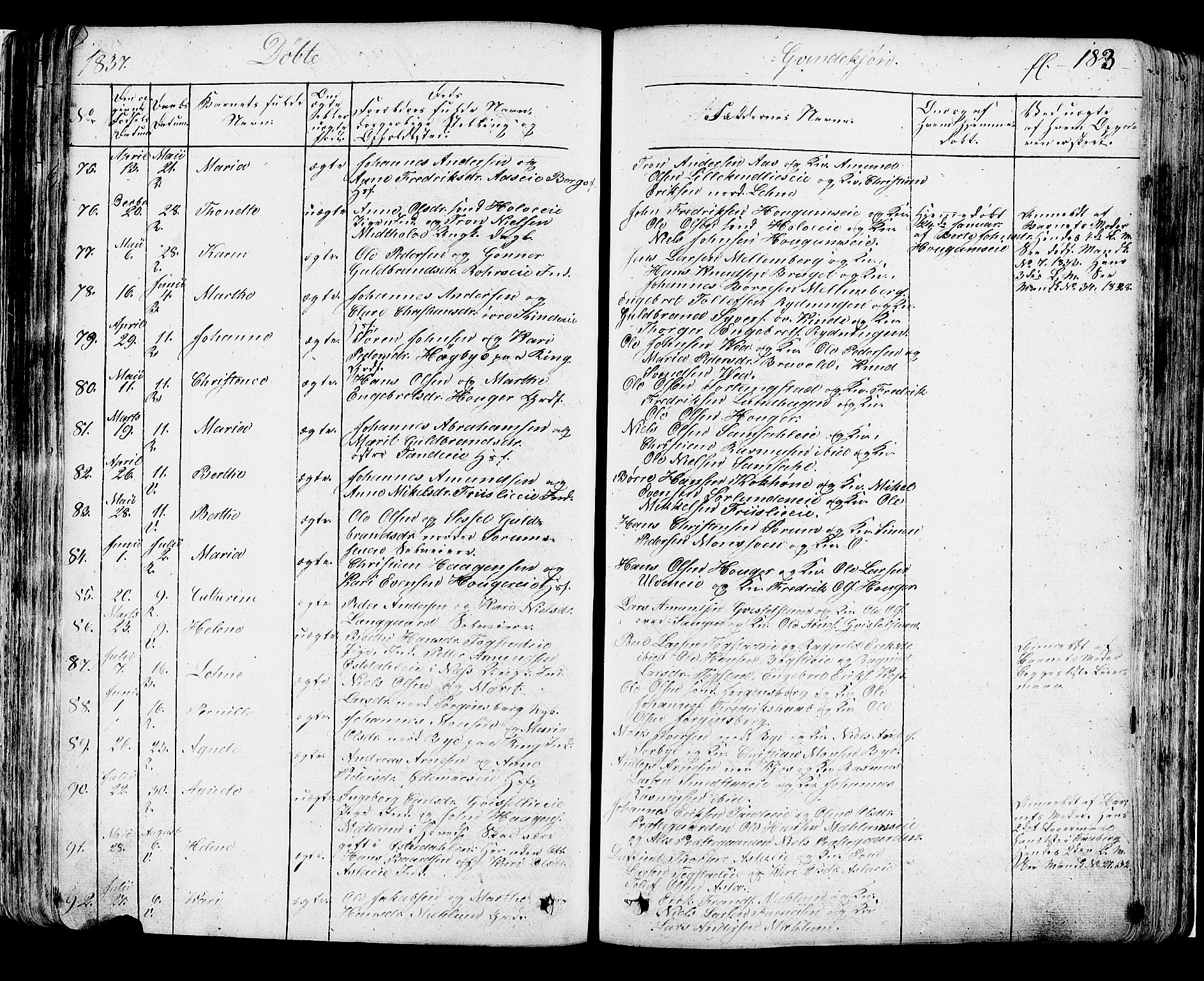 Ringsaker prestekontor, SAH/PREST-014/K/Ka/L0007: Parish register (official) no. 7A, 1826-1837, p. 183