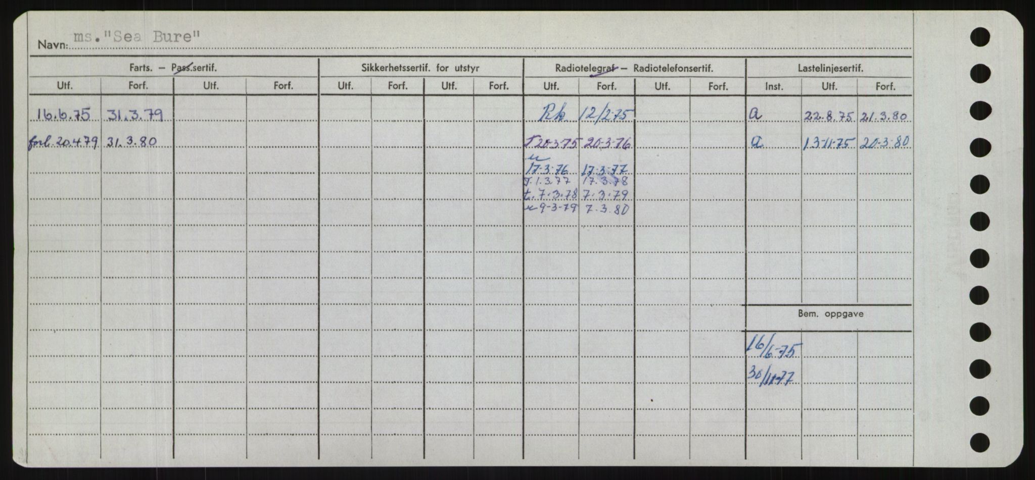 Sjøfartsdirektoratet med forløpere, Skipsmålingen, RA/S-1627/H/Hd/L0032: Fartøy, San-Seve, p. 270