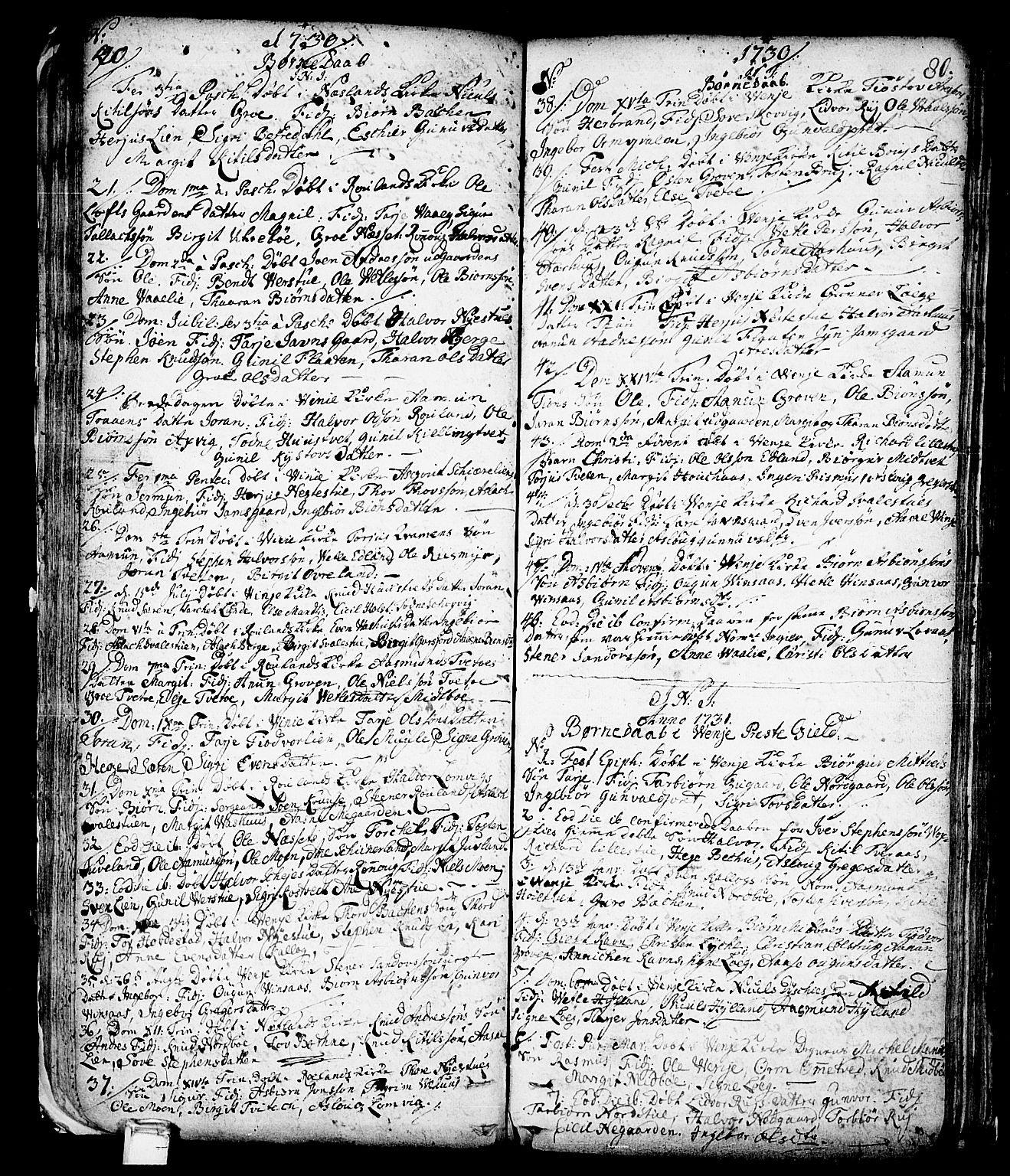 Vinje kirkebøker, AV/SAKO-A-312/F/Fa/L0001: Parish register (official) no. I 1, 1717-1766, p. 80