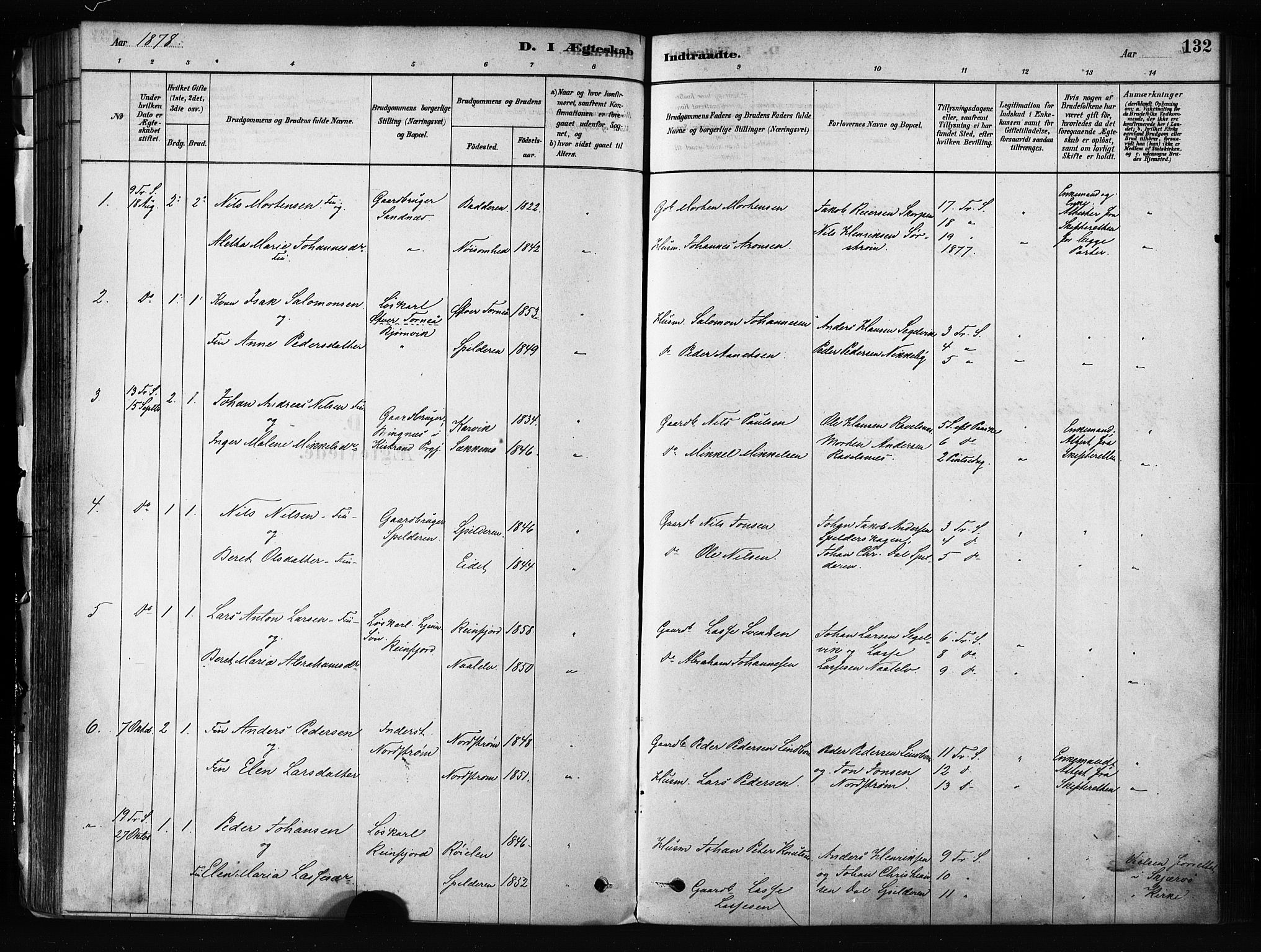 Skjervøy sokneprestkontor, SATØ/S-1300/H/Ha/Haa/L0012kirke: Parish register (official) no. 12, 1878-1891, p. 132