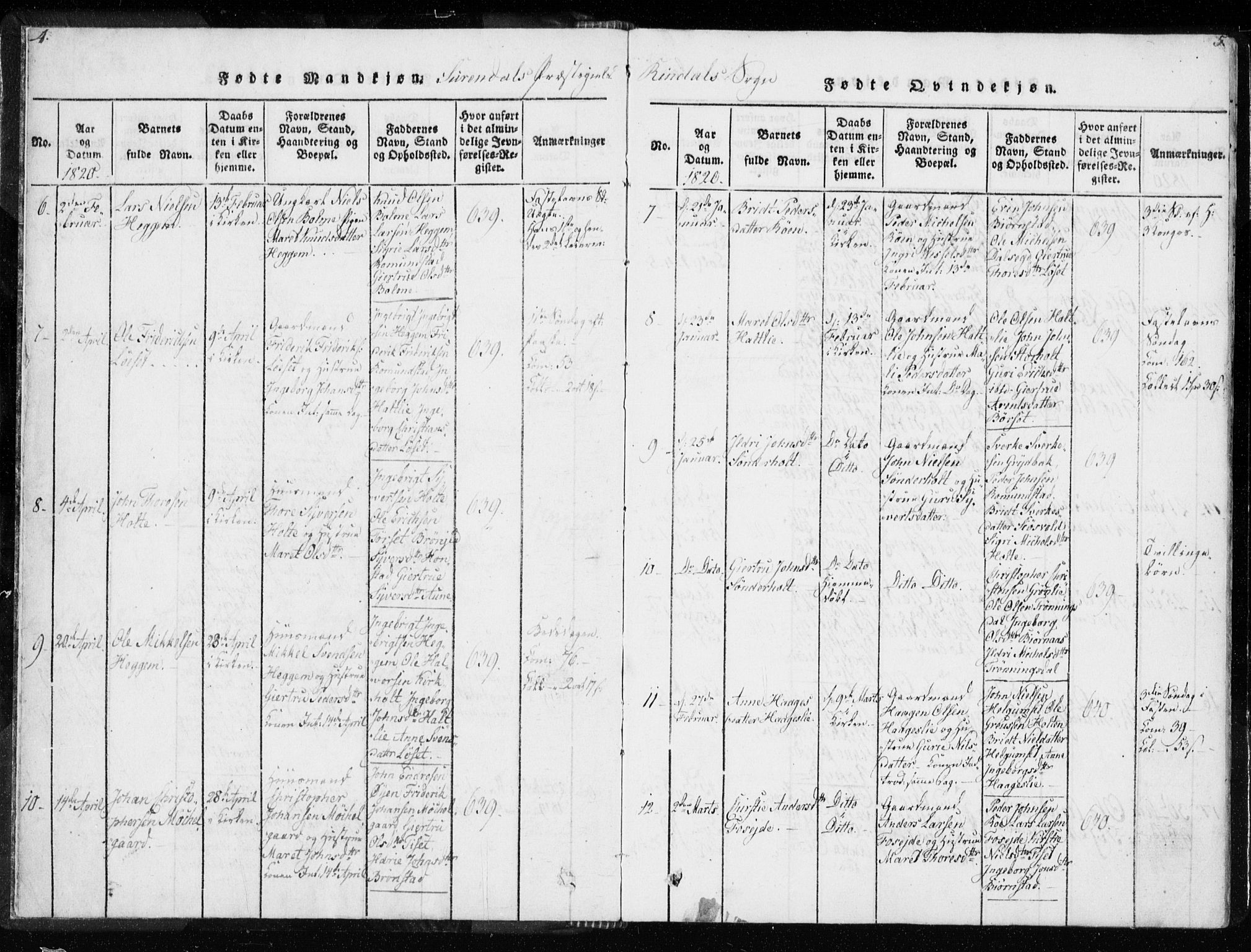 Ministerialprotokoller, klokkerbøker og fødselsregistre - Møre og Romsdal, AV/SAT-A-1454/595/L1041: Parish register (official) no. 595A03, 1819-1829, p. 4-5